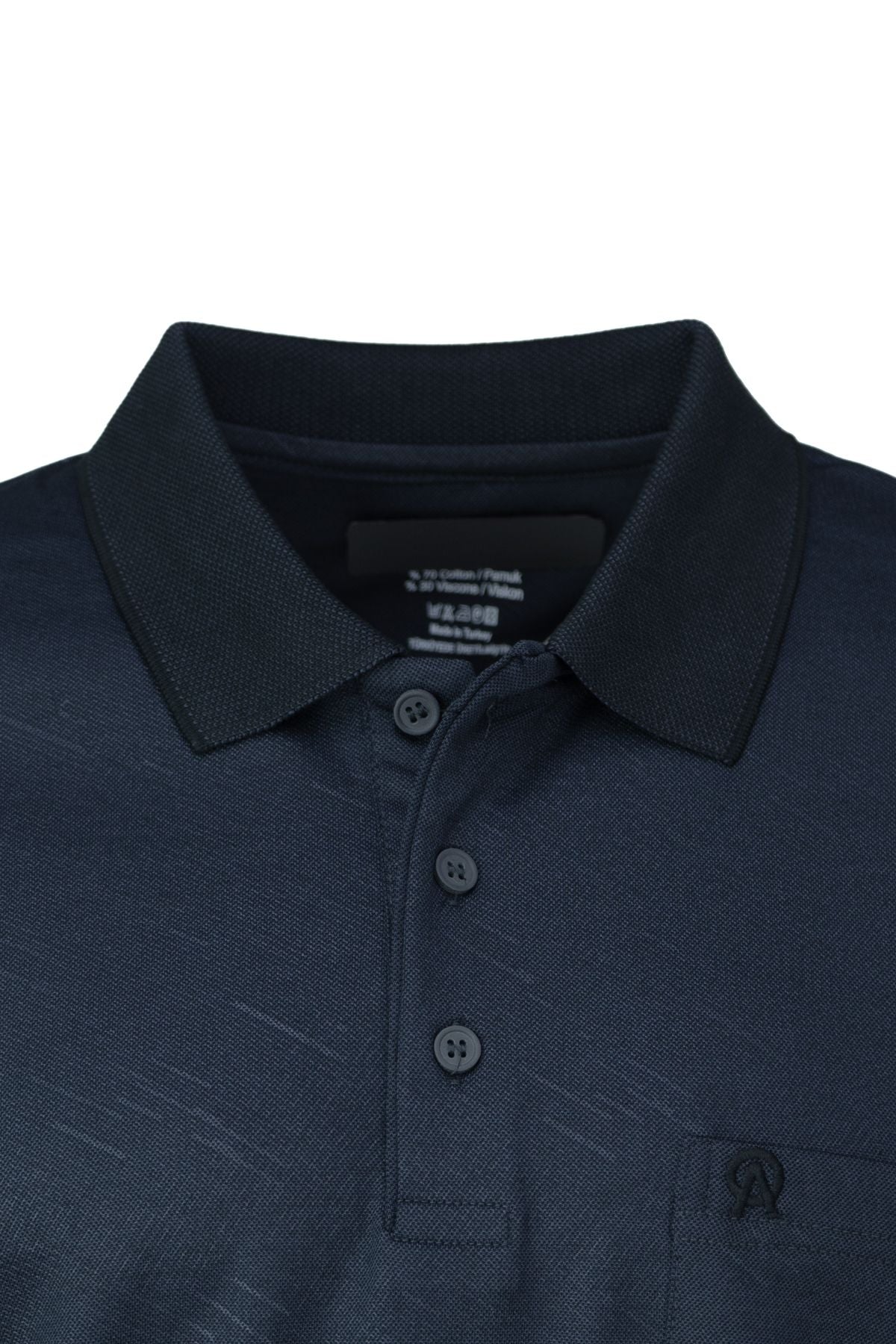 Erkek Pamuklu Merserize Kumaş T-Shirt Düğmeli Polo Yaka Cepli Kısa Kol Şık Desenli Tam Kalıp