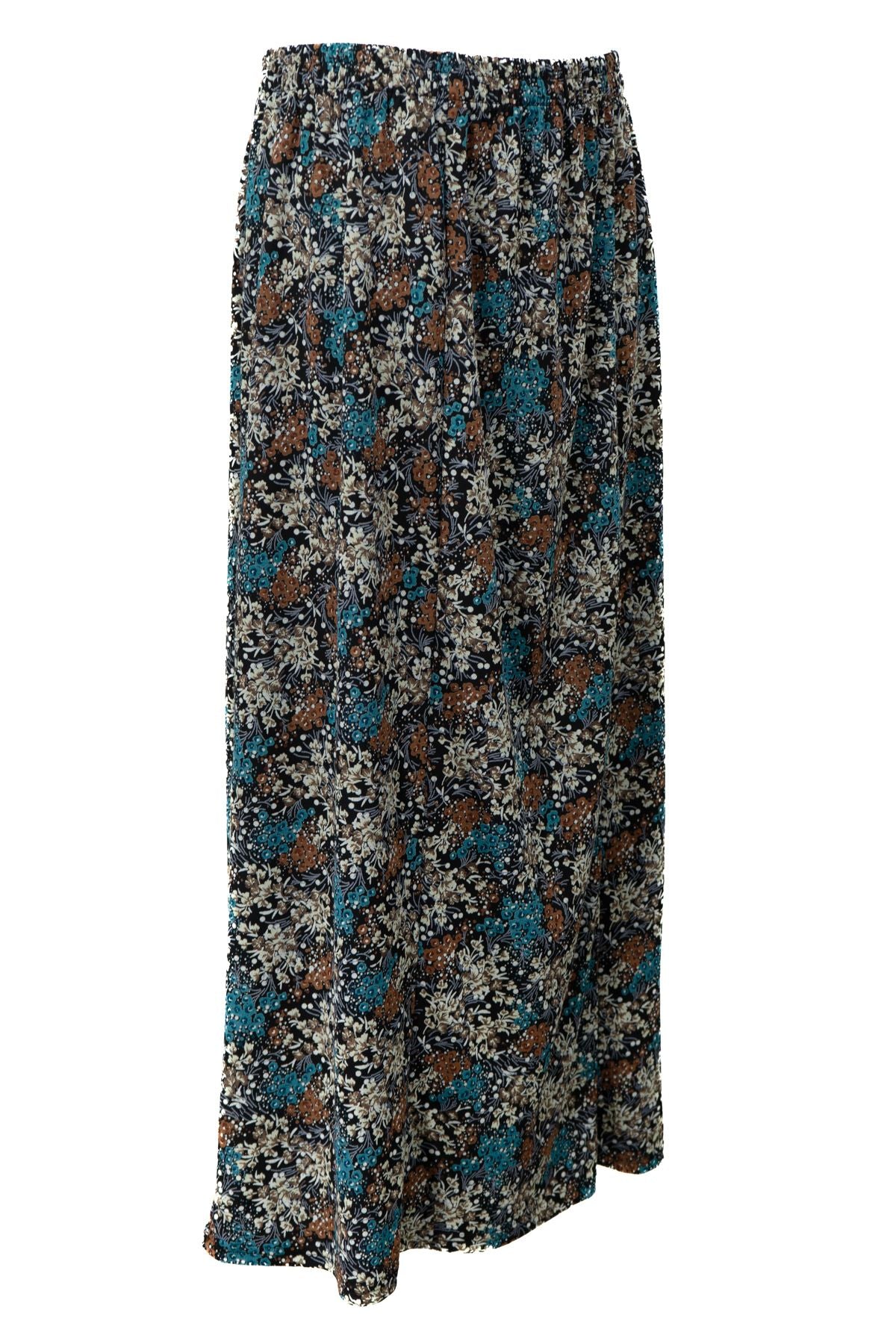 Kadın Anne Parçalı Etek Viskon Kumaş Salkımım Desenli Beli Lastikli Düz Renk Rahat Kesim