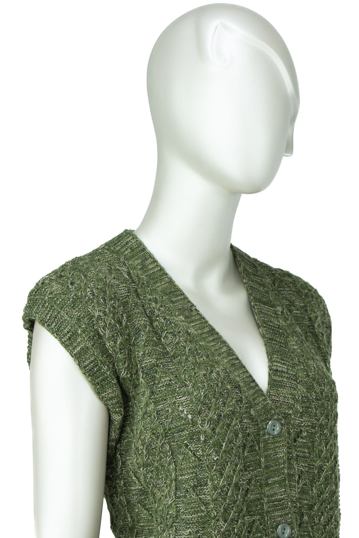 Kadın Kışlık Anne Yelek Pamuklu Triko Yasemin Örgü Model Önden Düğmeli Çift Cepli Rahat