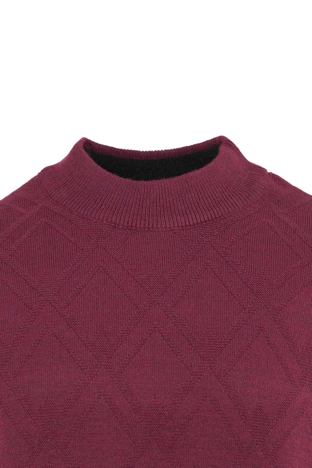 Erkek Kışlık Baklava Desenli Yarım Balıkçı Yaka Tam Kalıp Kalın Premium Yünlü Dokuma Kazak