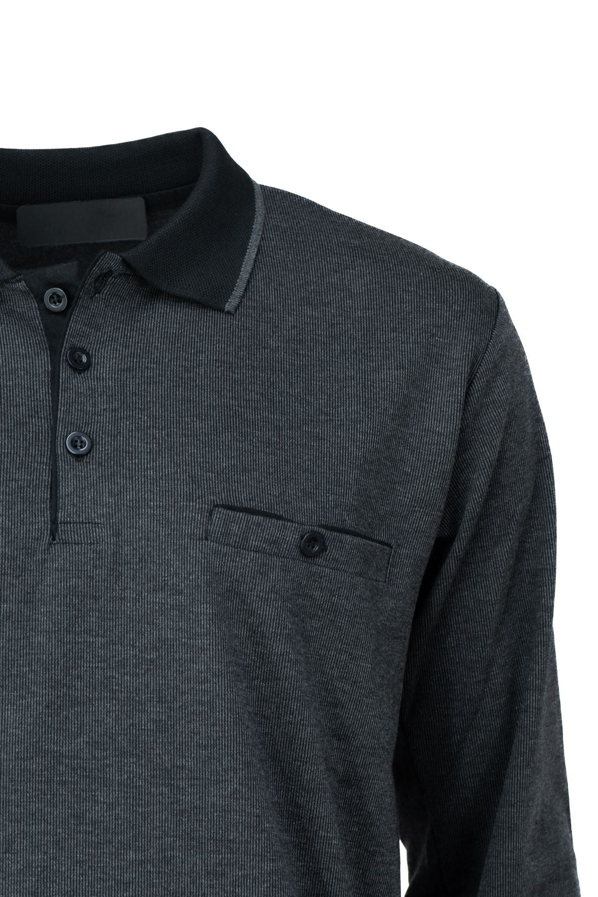 Erkek Kışlık Kazak Pamuklu Dokuma Düğmeli Polo Yaka Cepli Uzun Kollu Tarih Desenli Rahat