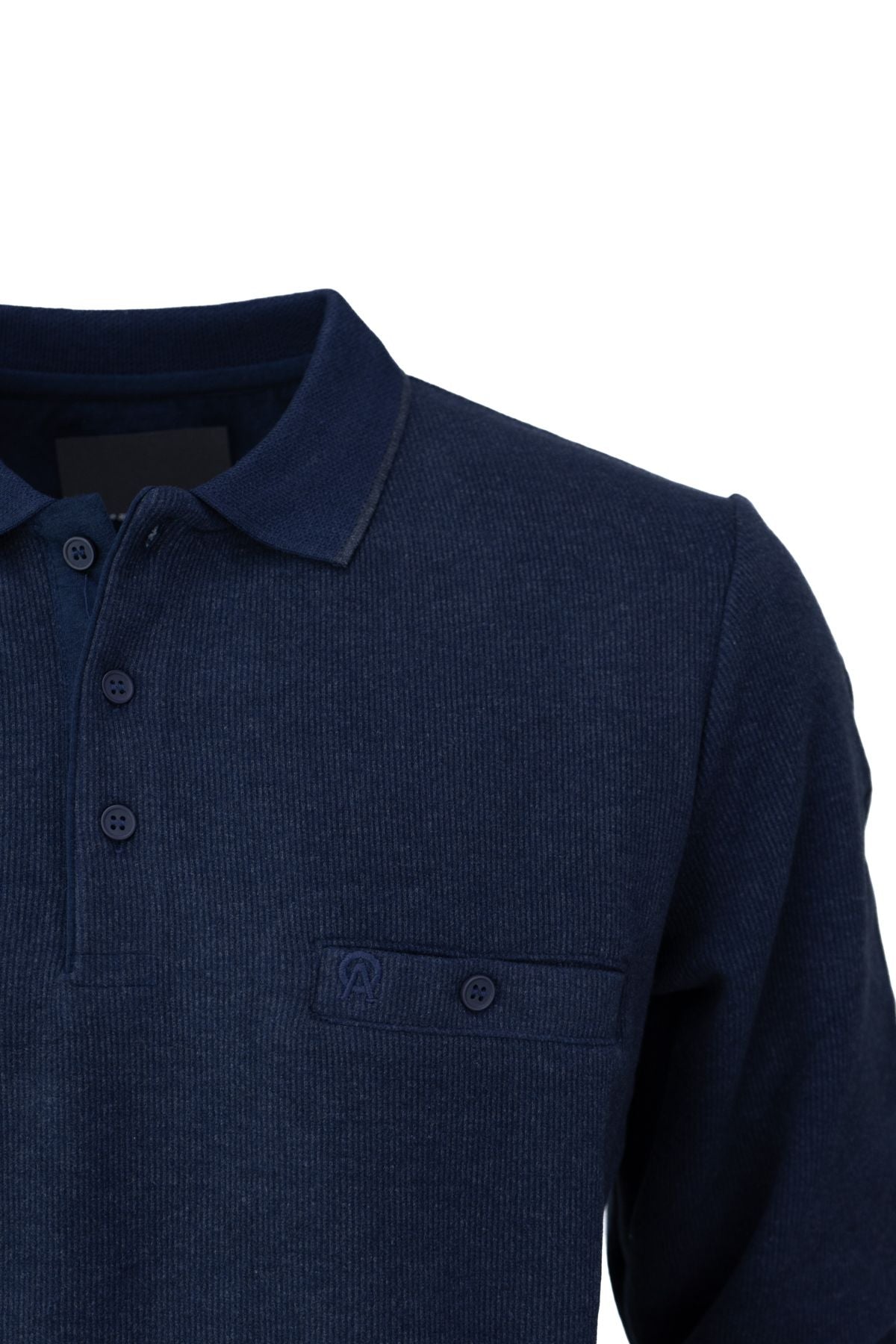 Erkek Kışlık Kazak Pamuklu Örme Düğmeli Polo Yaka Cepli Uzun Kollu Rennes Desenli Rahat