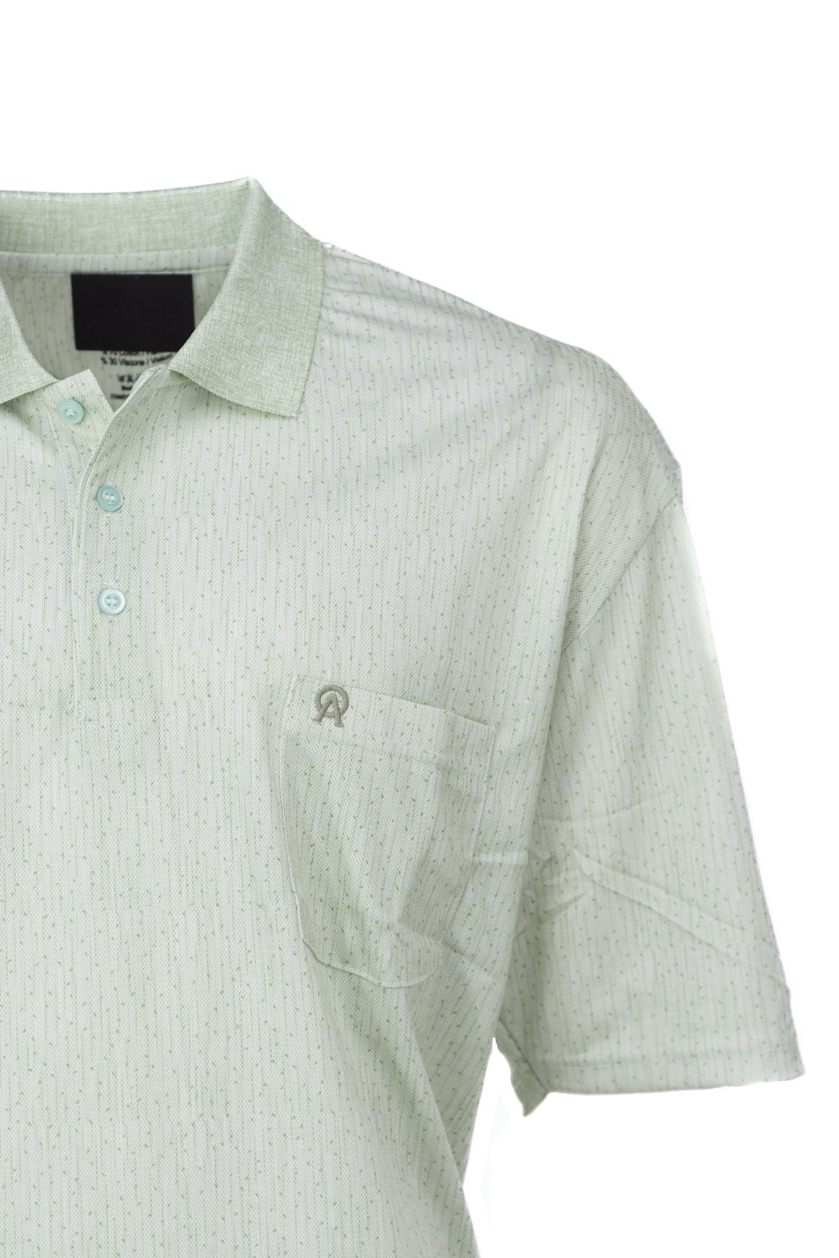 Erkek Pamuklu Merserize Kumaş T-Shirt Polo Yaka Kısa Kollu Nokta Desenli Tam Kalıp