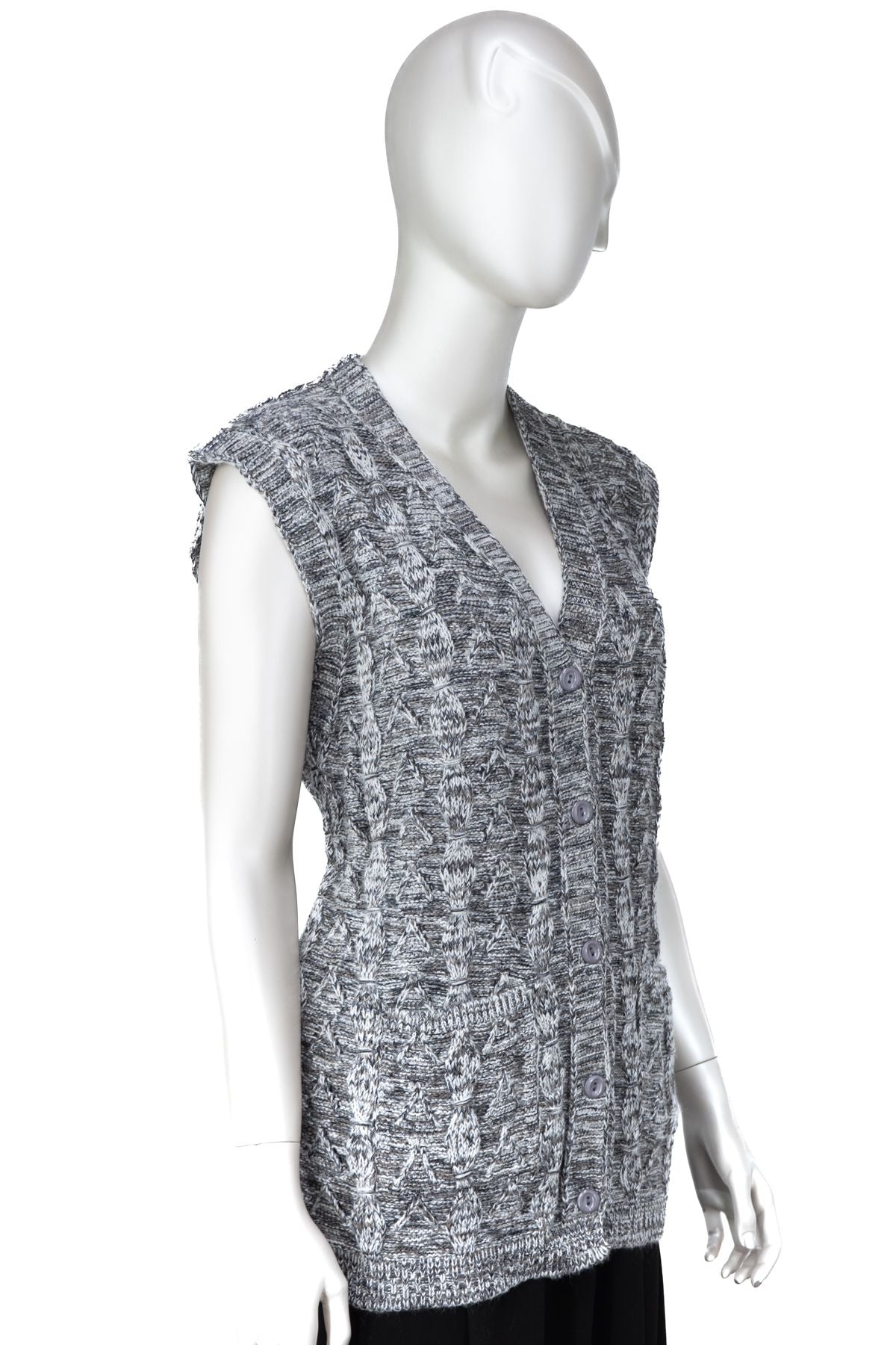 Kadın Kışlık Anne Yelek Pamuklu Triko Yasemin Örgü Model Önden Düğmeli Çift Cepli Rahat