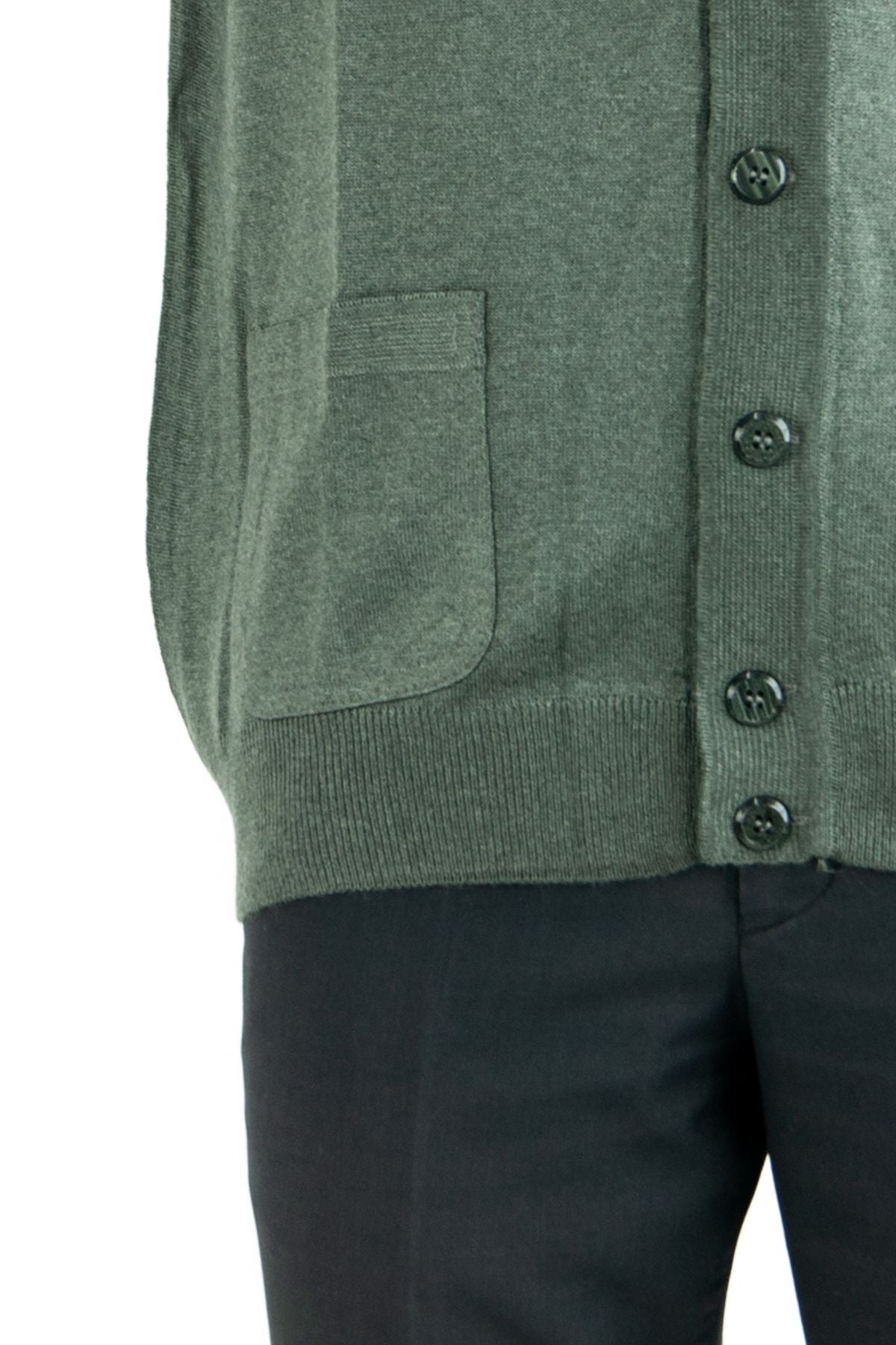 Erkek V Yakalı Düğmeli Cepli Klasik Model Rahat Kesim Tam Kalıp Yünlü Dokuma Yelek