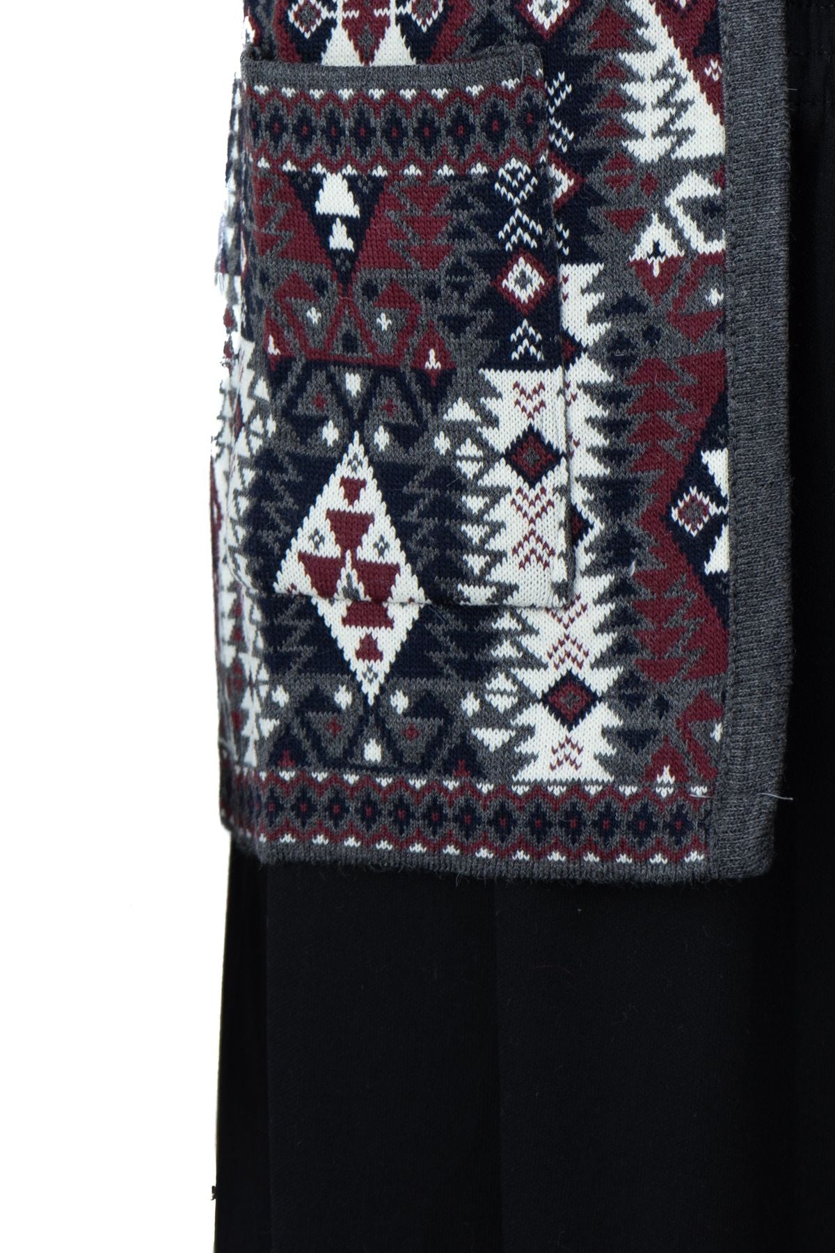 Kadın Kışlık Anne Yelek Pamuklu Triko Örme Klasik Etnik Motifli Önden Düğmeli Çift Cepli