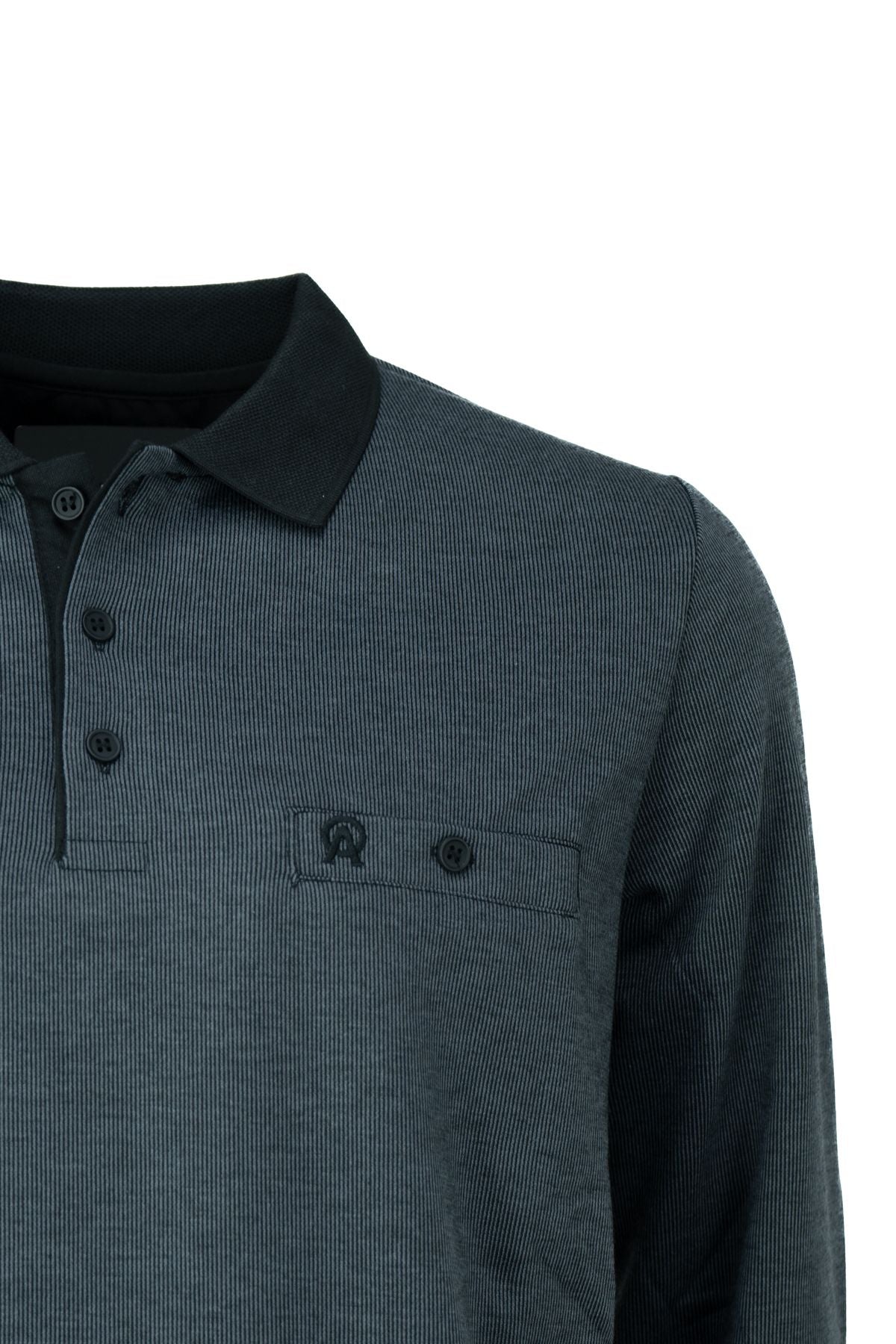 Erkek Mevsimlik Kazak Pamuklu Düğmeli Polo Yaka Cepli Uzun Kollu Han Desenli Rahat Kesim