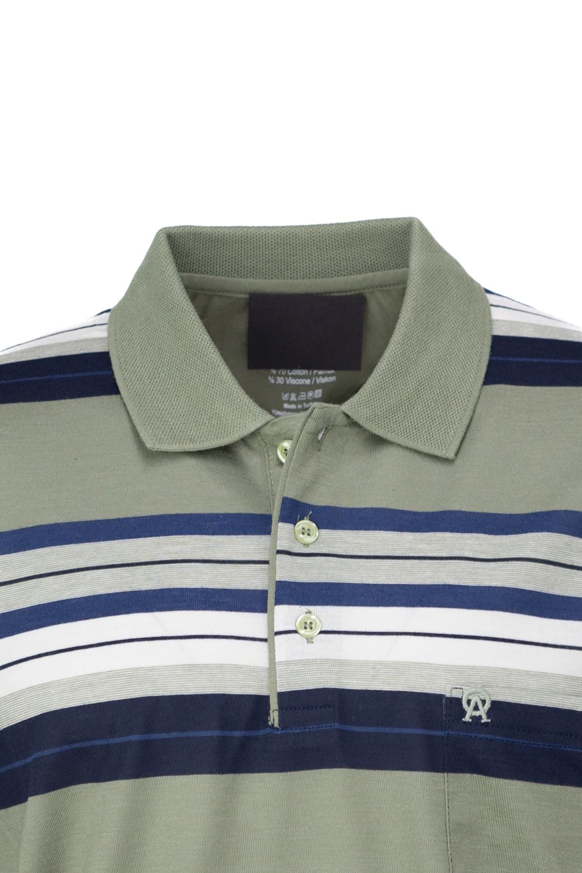 Erkek Pamuklu Kumaş T-Shirt Polo Yaka Cepli Kısa Kollu Şık Ringerli Desenli Tam Kalıp