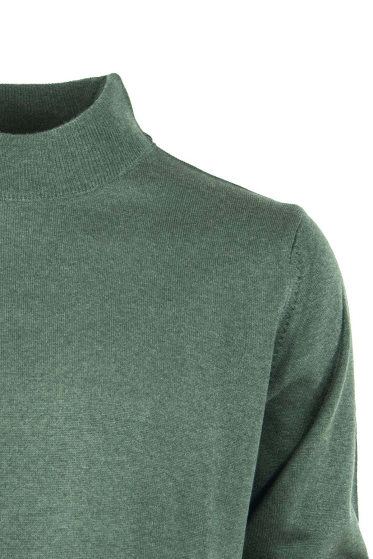 Erkek Mevsimlik Yünlü Örme Klasik Yarım Balıkçı Yaka Kazak Sık Örme Rahat Kesim Tam Kalıp