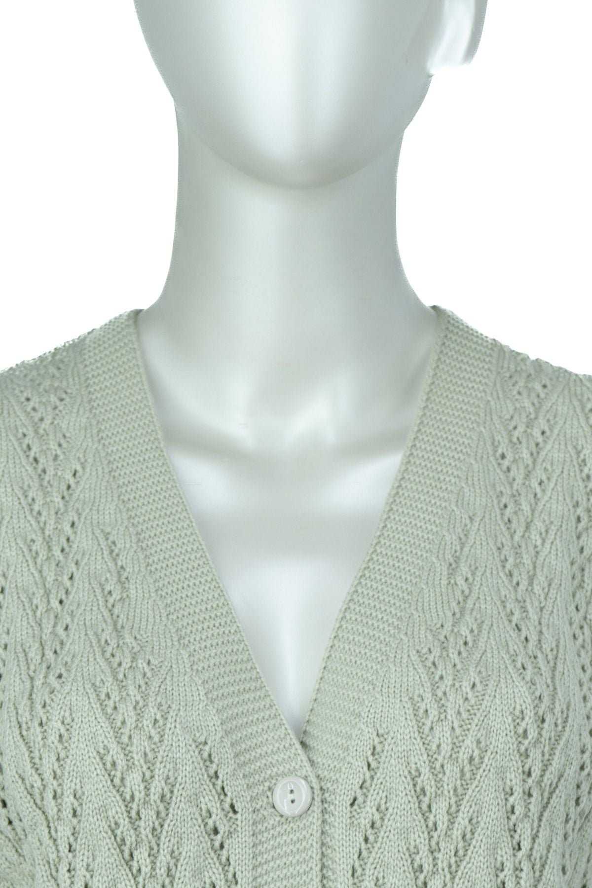 Kadın Kışlık Pamuklu Triko Klasik Örme Anne Yelek Kilim Örgü Model Önden Düğmeli Çift Cepli