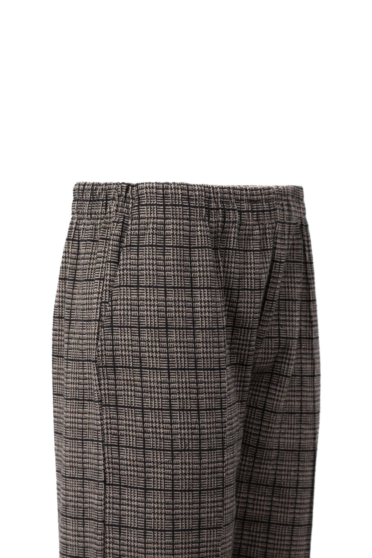 Kadın Kışlık Zarif Ekose Desenli Cepli Tam Kalıp Kalın Premium Pamuklu Örme Anne Pantolon