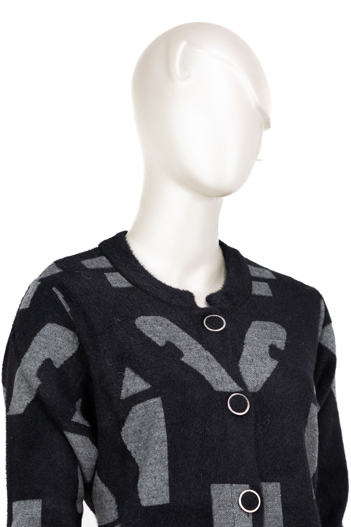 Kadın Kışlık Kalın Angora Yün Örme Anne Uzun Hırka Şık Motifli Düğmeli Cepli Tam Kalıp