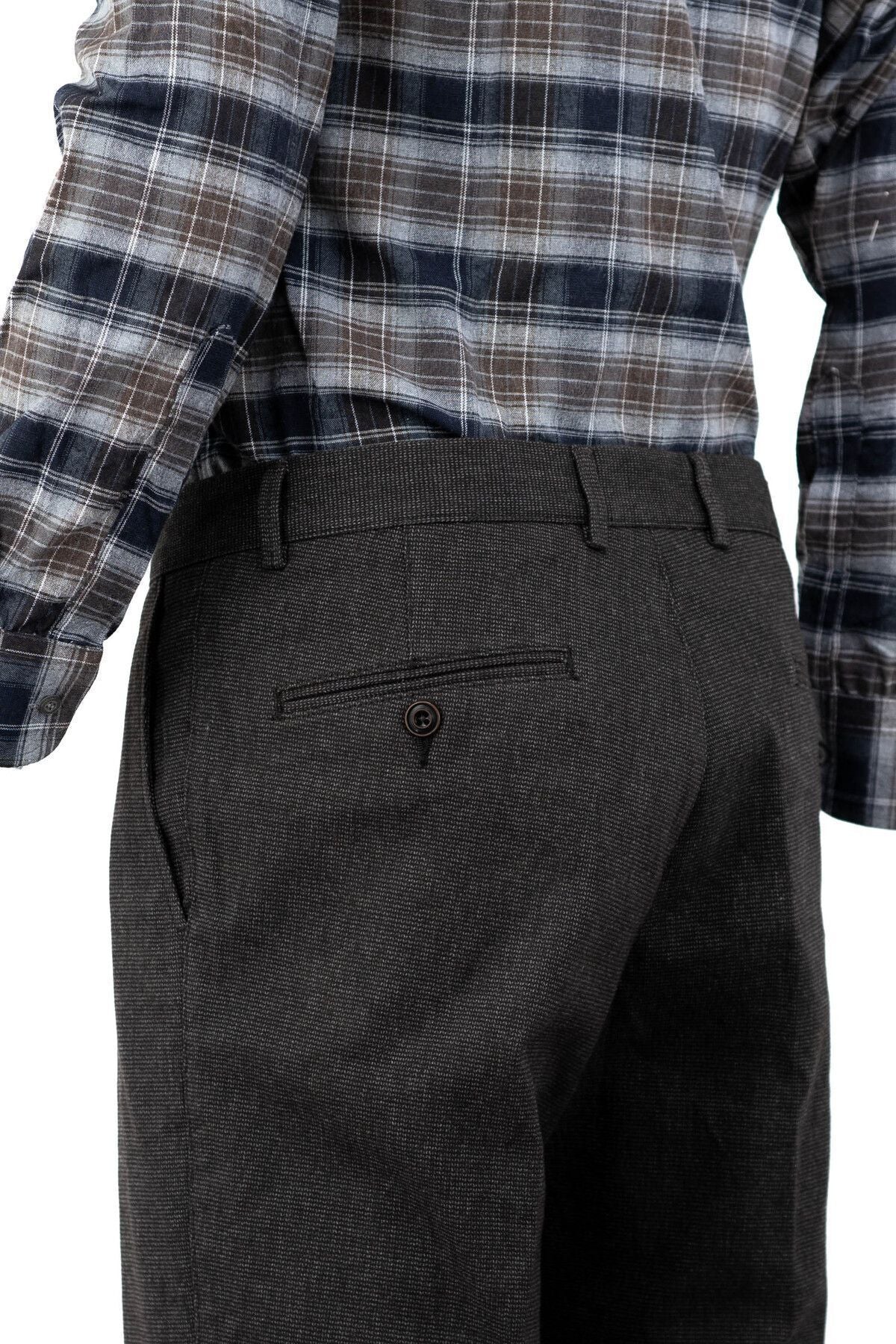 Erkek Mevsimlik Düz Paça Yandan Cepli Rahat Tam Kalıp Klasik Pamuklu Kanva Kumaş Pantolon