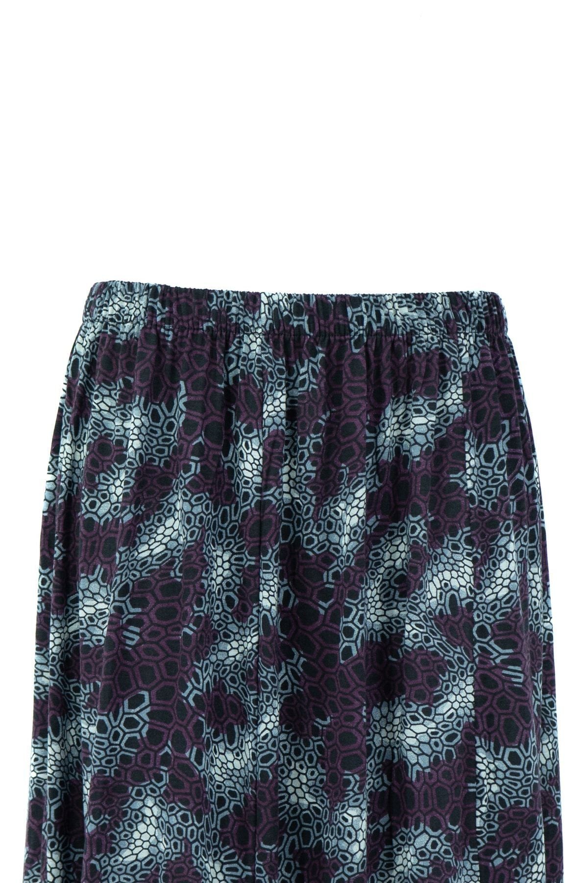 Kadın Bal Peteği Desenli Beli Lastikli Altı Parçalı Likralı Menekşe Kumaş Anne Etek