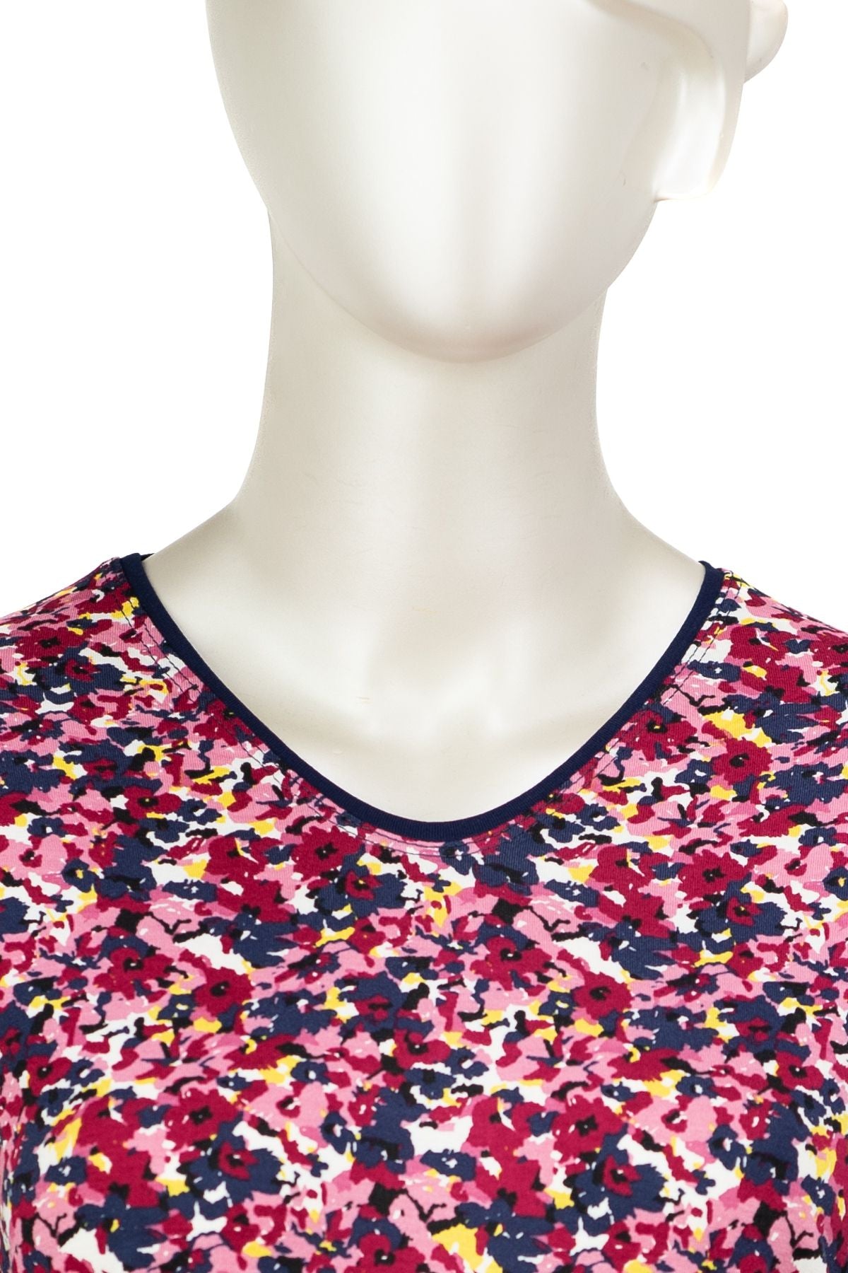 Kadın Turlu Viskon Penye Kumaş Anne Bluz Modern Çiçek Desenli Uzun Kollu Tam Kalıp Likralı