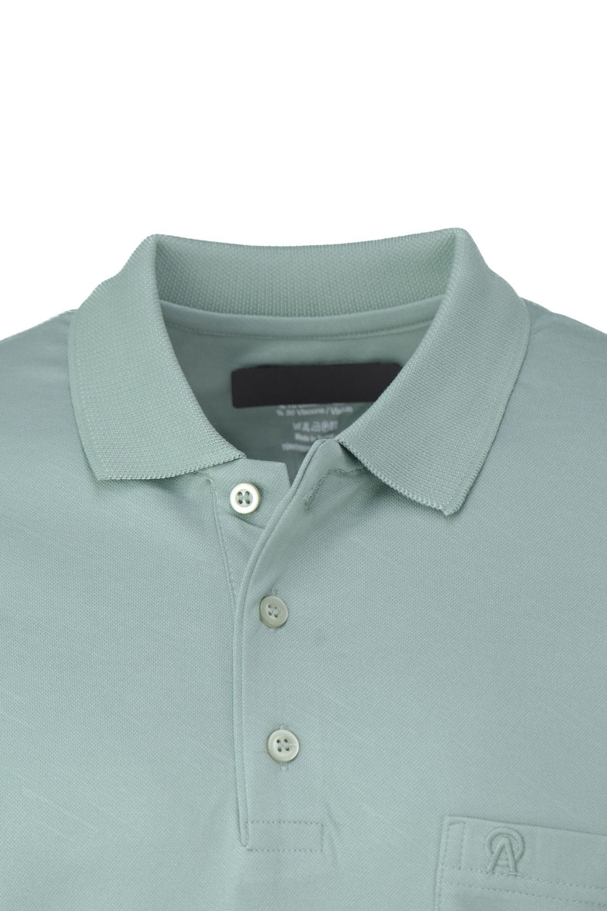 Erkek Pamuklu Merserize Kumaş T-Shirt Düğmeli Polo Yaka Cepli Kısa Kol Şık Desenli Tam Kalıp