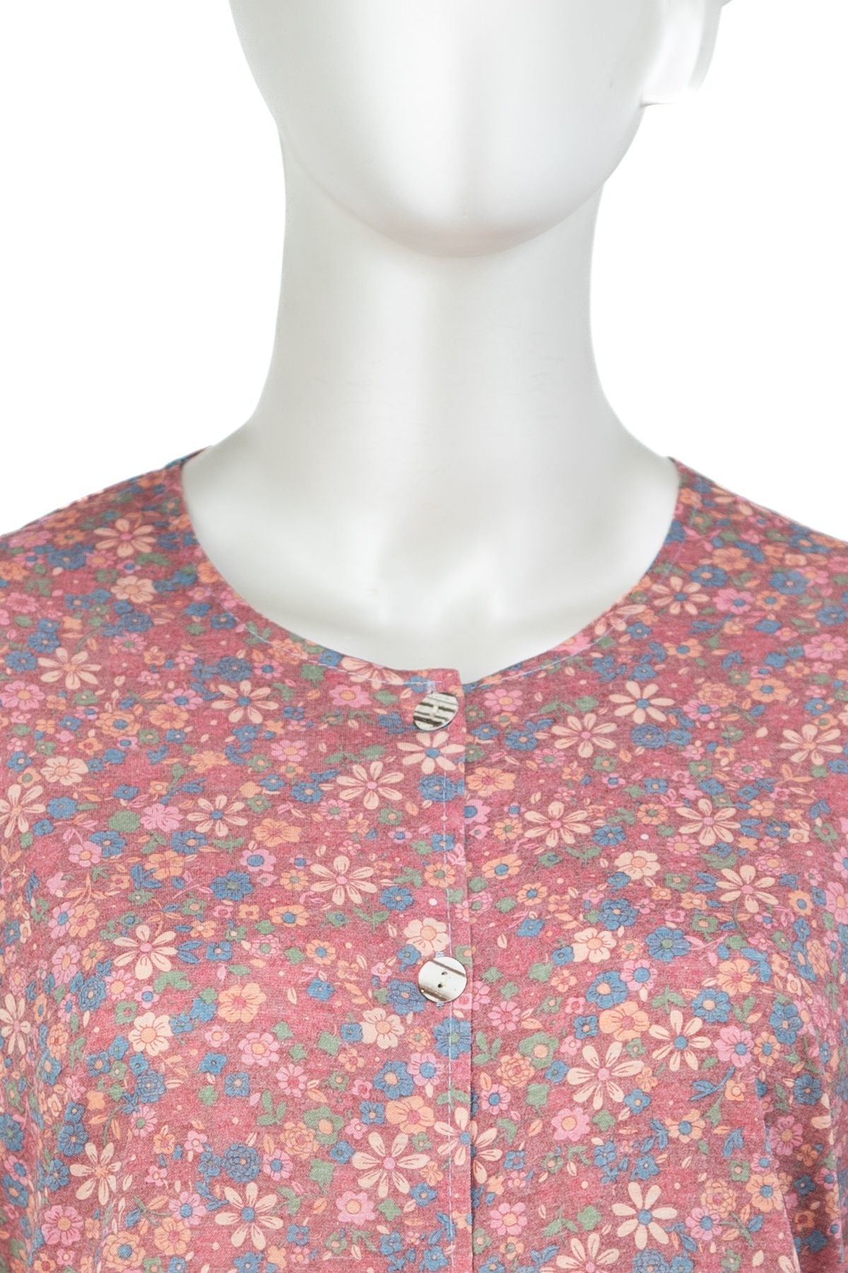 Kadın Kağıt Baskı Klasik Anne Bluz Yıldız Desenli Boydan Düğmeli Rahat Tam Kalıp