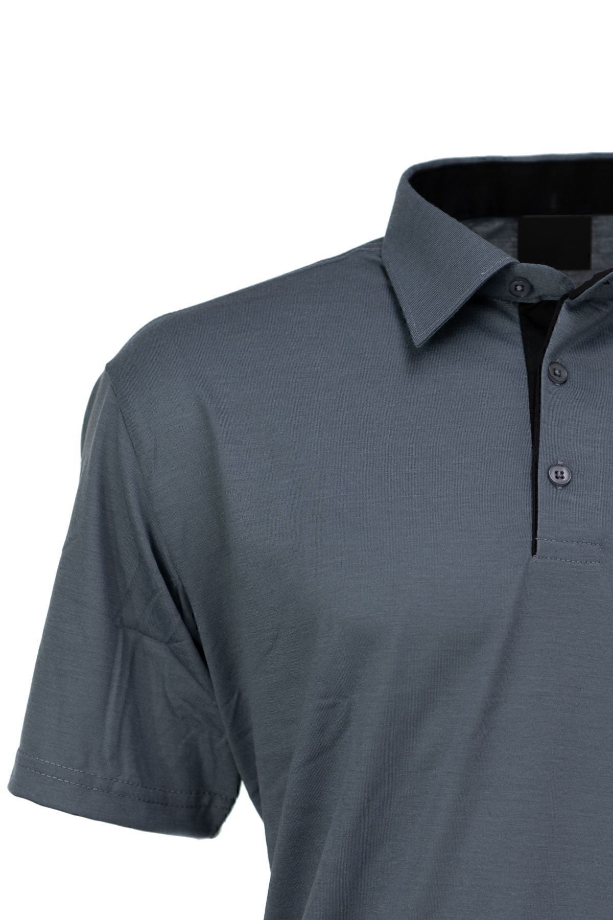 Erkek Cepli Kısa Kollu Düz Renk Normal Kesim Pamuklu Kumaş Gömlek Yaka T-shirt