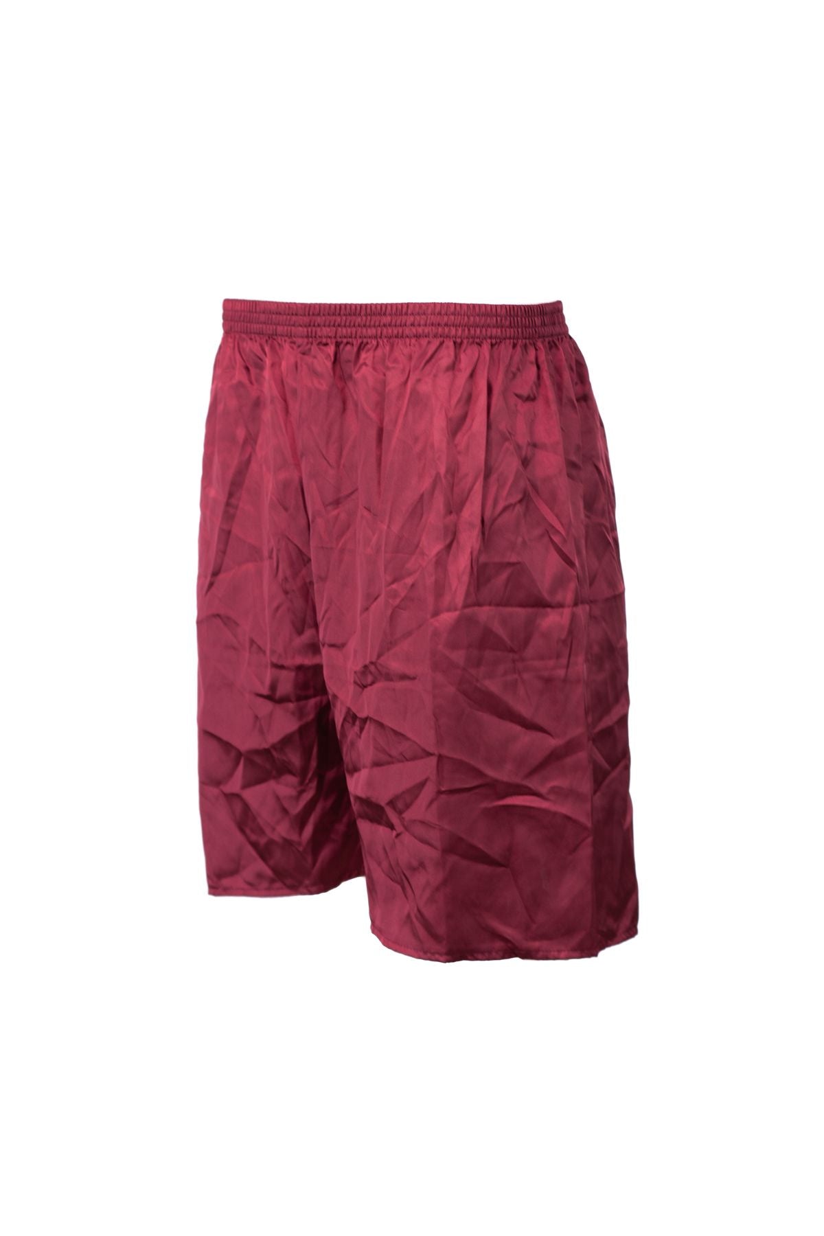 Erkek Saten Kumaş Şort Düz Renk Beli Lastikli Cepsiz Hafif Kumaş