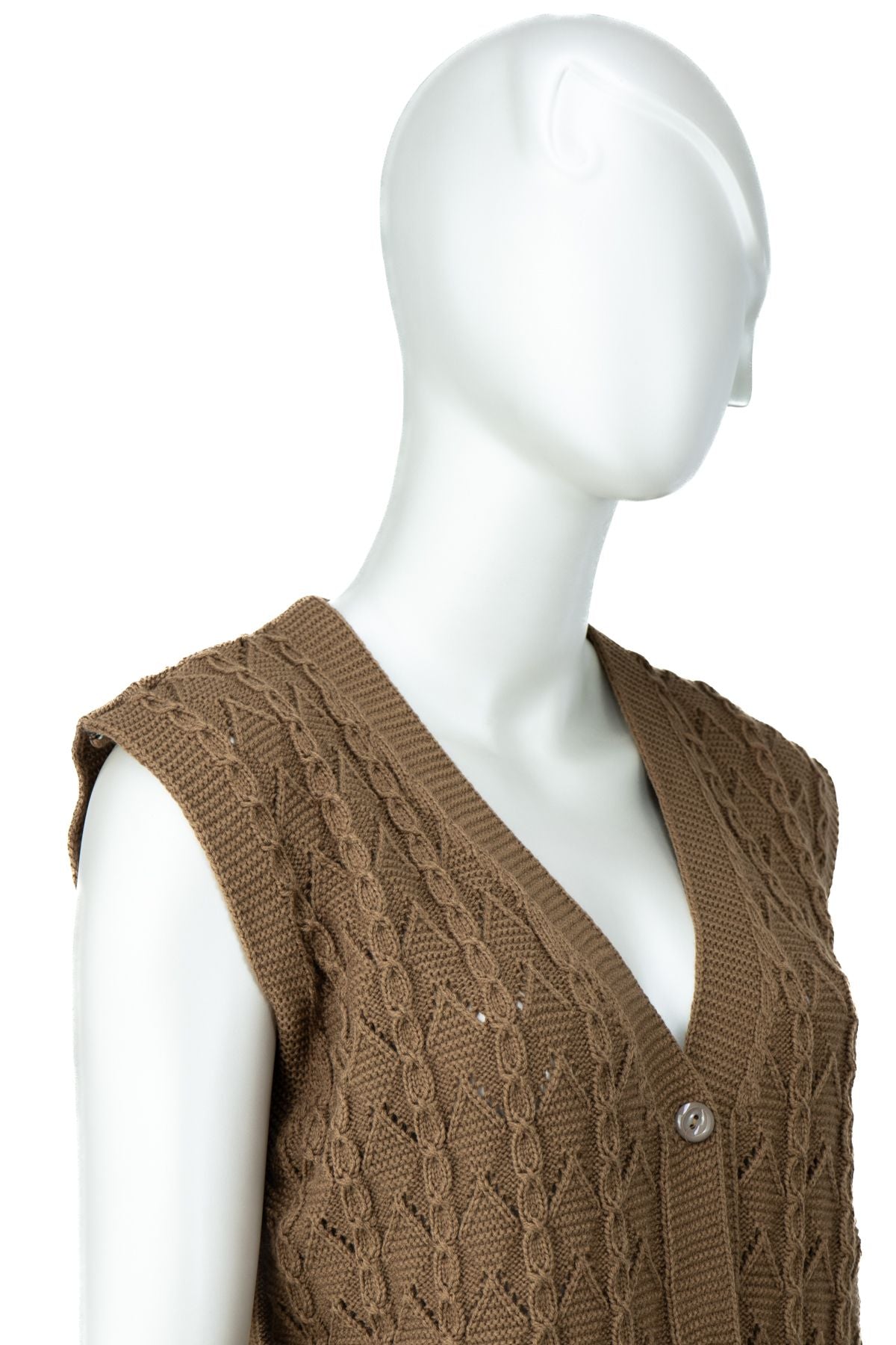 Kadın Kışlık Pamuklu Triko Örme Anne Yelek Bahar Model Önden Düğmeli Çift Cepli Rahat Kesim