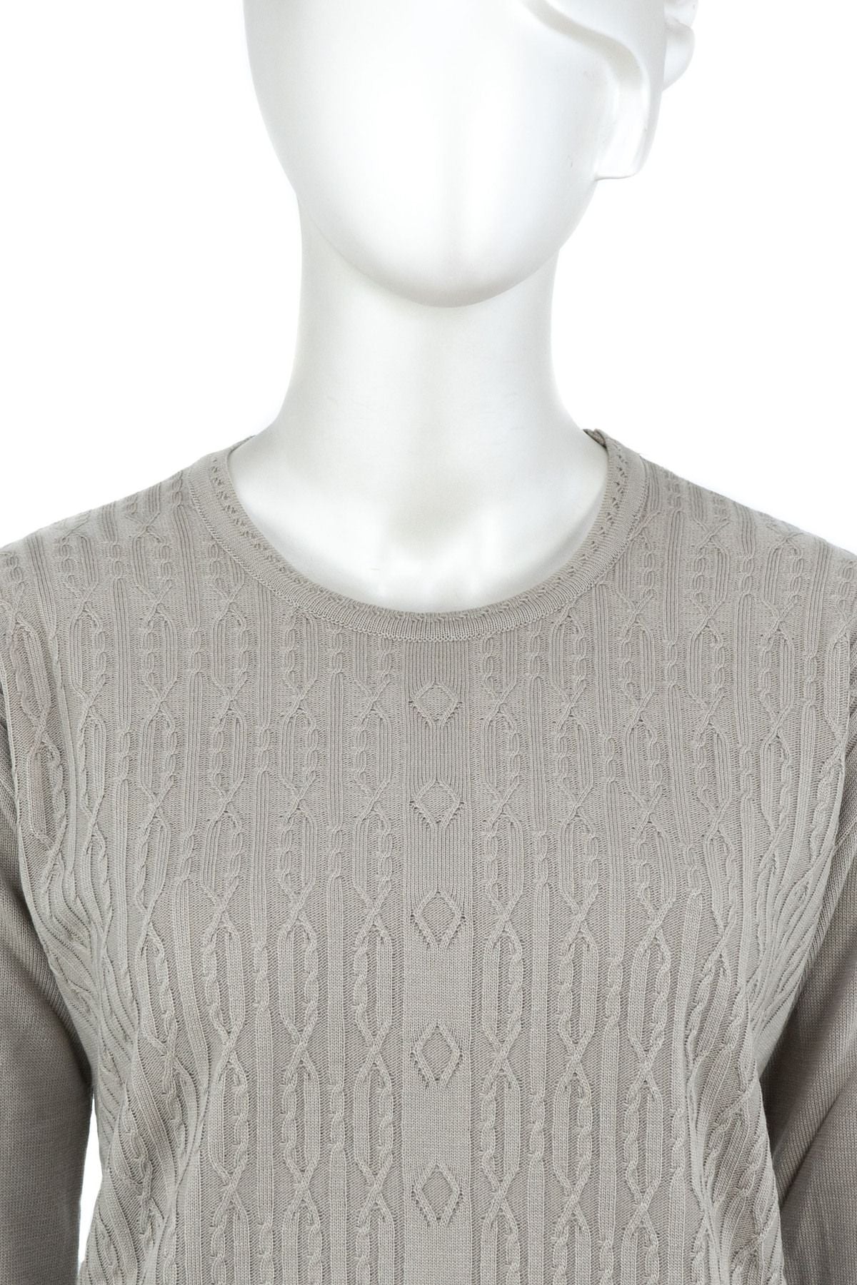 Kadın Kışlık Kendinden Motifli Yuvarlak Yaka Likralı Pamuklu Triko Dokuma Anne Kazak