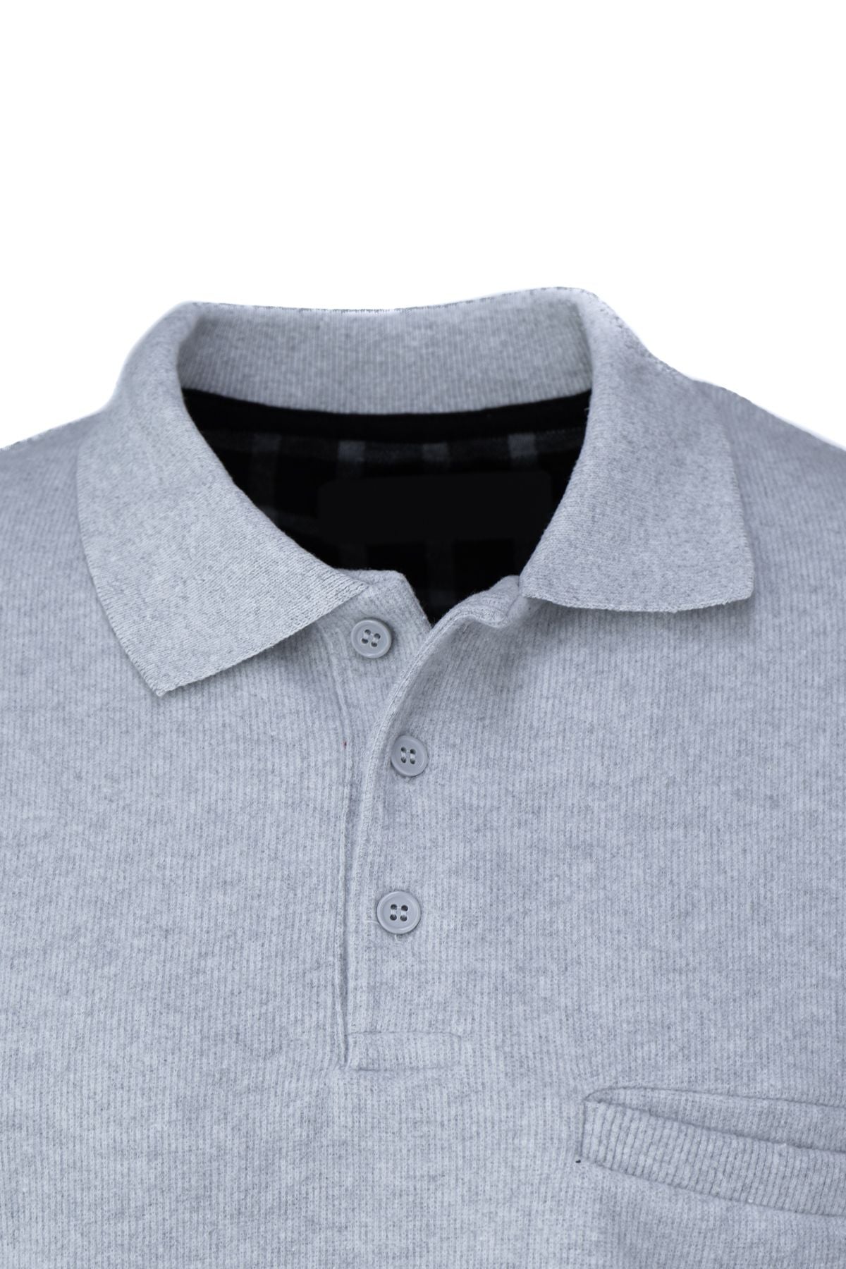 Erkek Kışlık Polo Yaka Kazak Pamuklu Örme Şardonlu Selanik Düğmeli Cepli Rahat Tam Kalıp