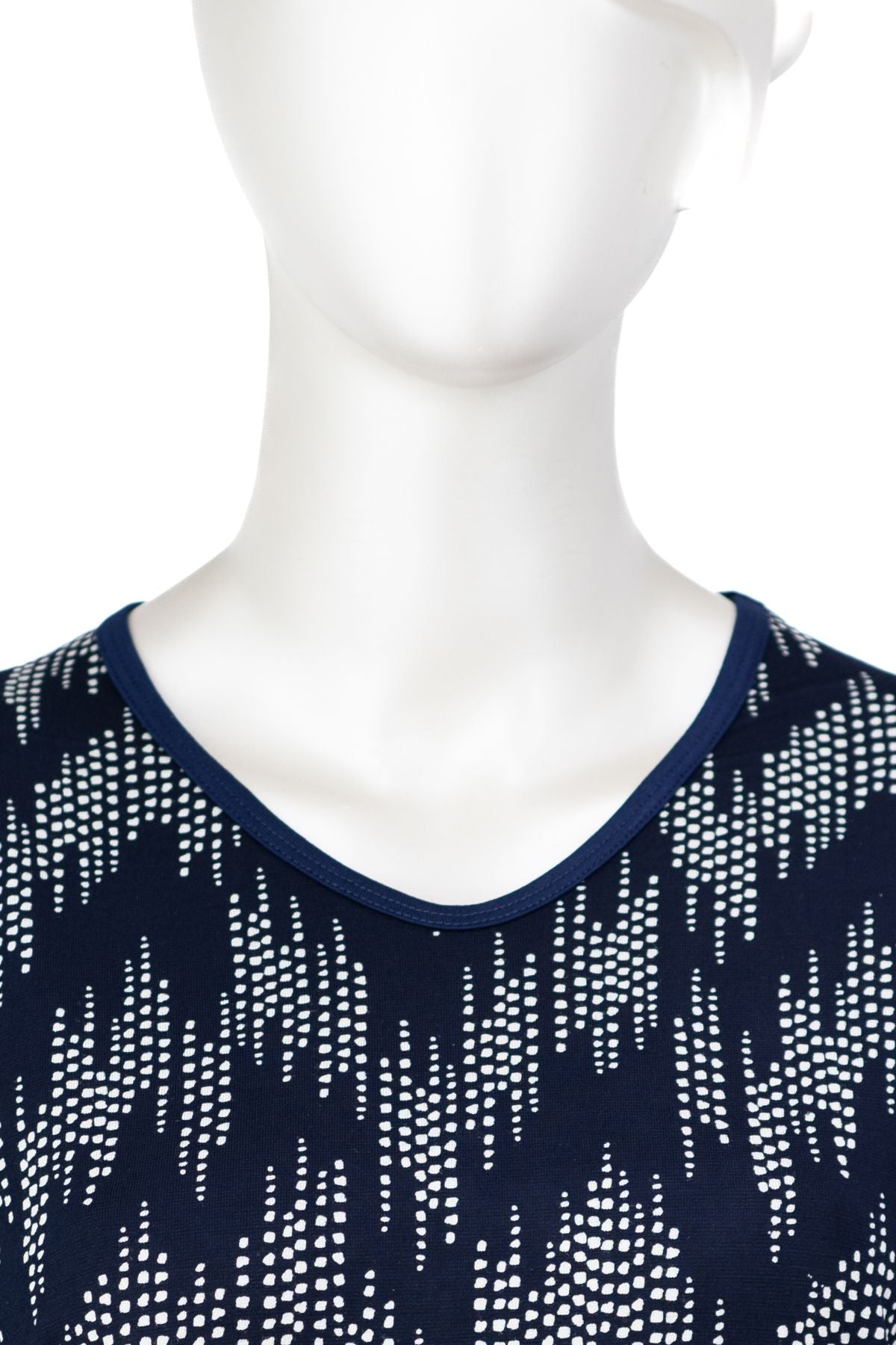 Kadın Turlu Viskon Penye Kumaş Anne Bluz Damlam Desenli Kısa Kollu Tam Kalıp Likralı