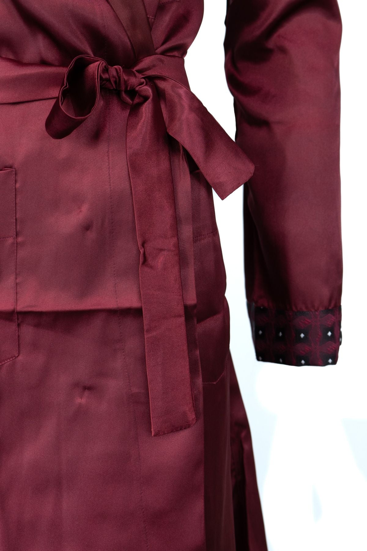 Erkek Şık Klasik Model Röpteşambır Premium Saten Kumaş Cosenza Model Cepli Rob Beli Kuşaklı