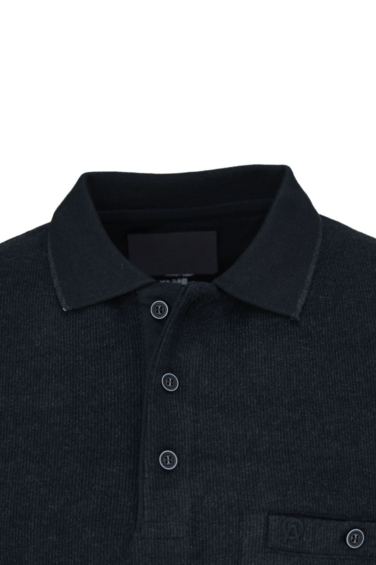 Erkek Kışlık Kazak Pamuklu Örme Düğmeli Polo Yaka Cepli Uzun Kollu Rennes Desenli Rahat