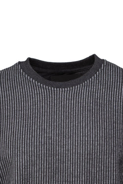 Erkek Mevsimlik Doğal Pamuklu Sweatshirt Bisiklet Yaka Çizgili Rahat Kesim Tam Kalıp