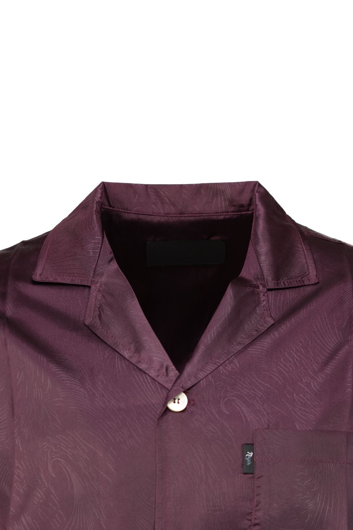 Erkek Klasik Model Saten Gecelik Gömlek Premium ipeksi Saten Kumaş Desenli Cepli Tam Kalıp