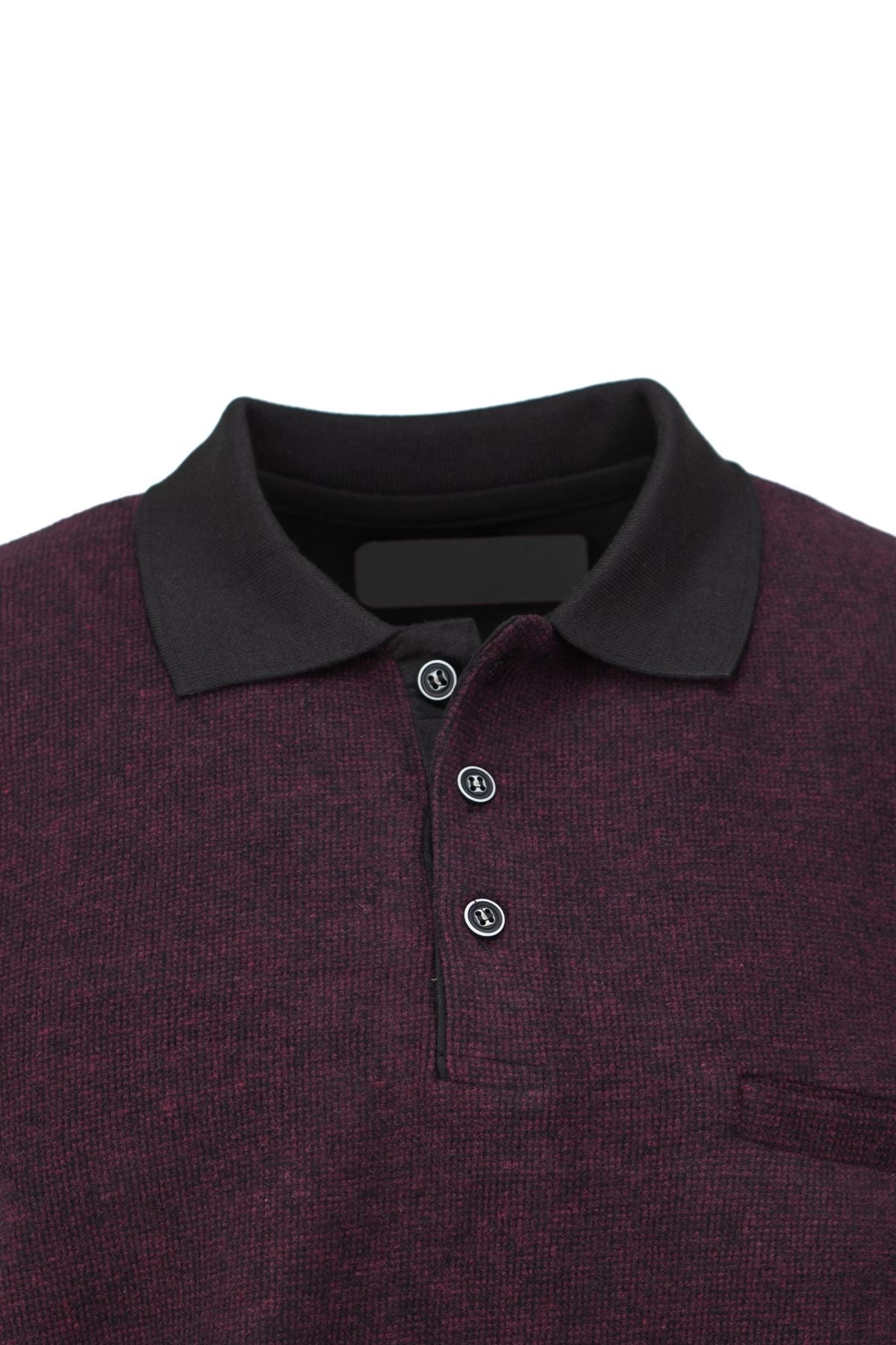 Erkek Kışlık Doğal Pamuklu Örme Polo Yaka Şardonlu Kazak Cepli Tam Kalıp Klasik Model