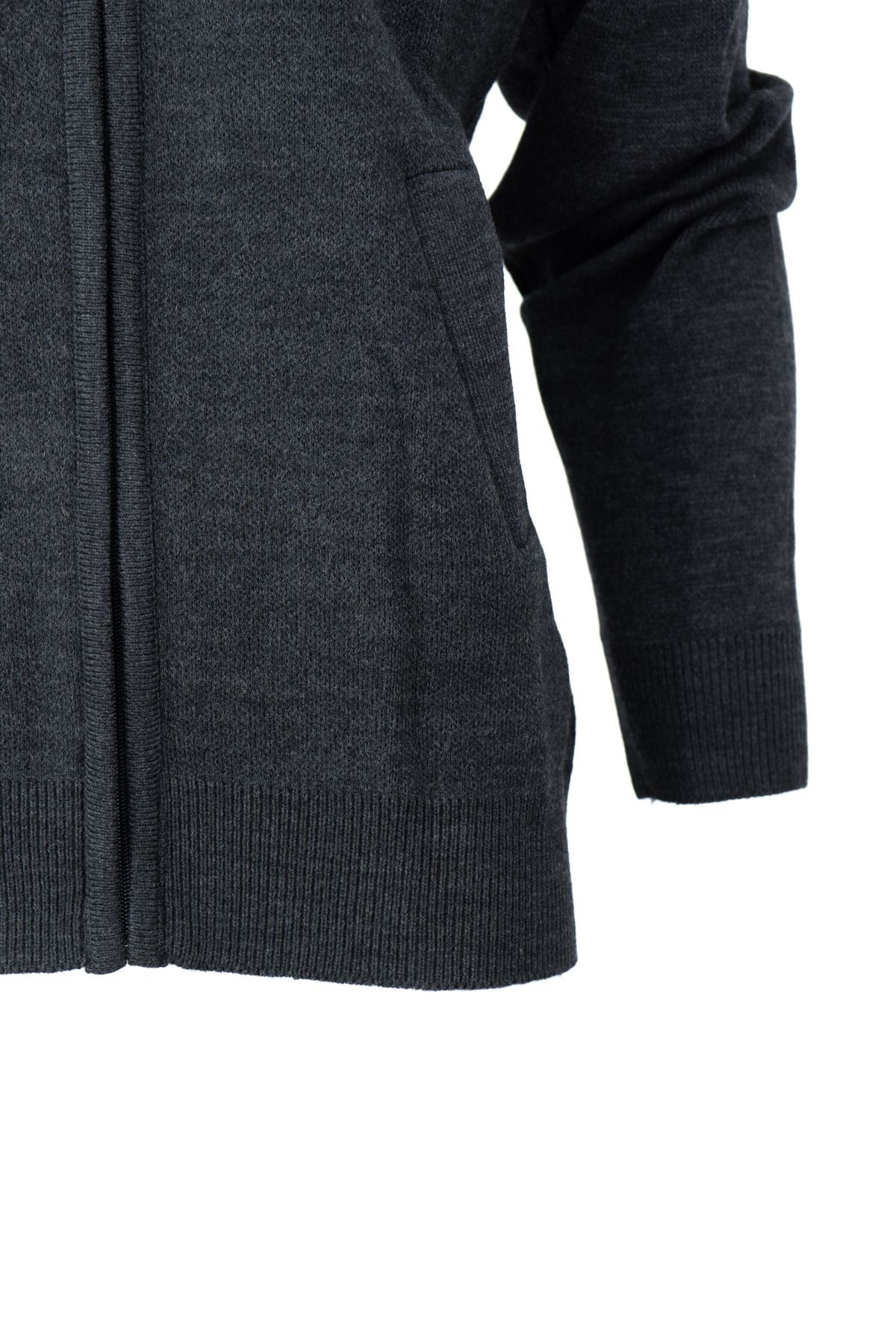 Erkek Kışlık Kalın Pamuklu Örme Triko Hırka Fermuarlı CepliTam Kalıp Hakim Yaka Arma Motifli