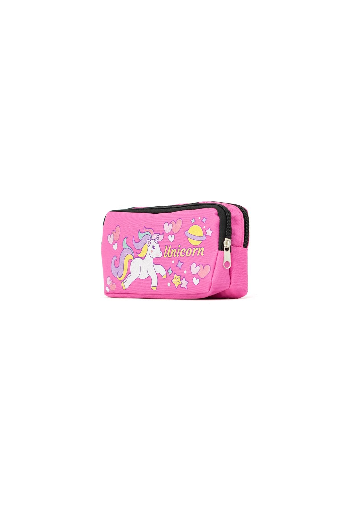 Kız Çocuk Kalemlik Pudra Geniş iki Bölmeli Barbie Unicorn Cute Monkey Baskılı KumaşDayanıklı