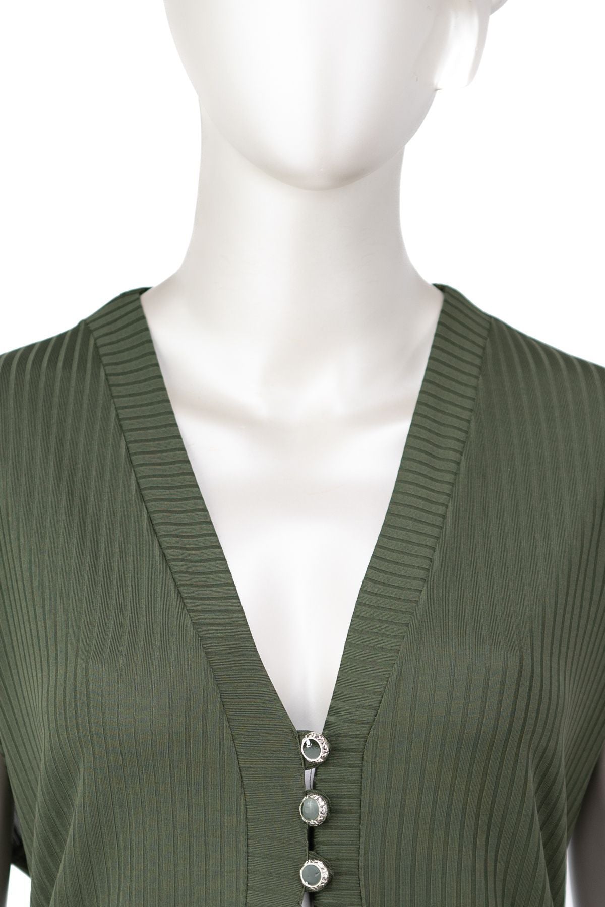 Kadın Elize Sandy Kumaş Anne Yelek V Yaka Önü Modern Üç Düğmeli Rahat Kesim Tam Kalıp