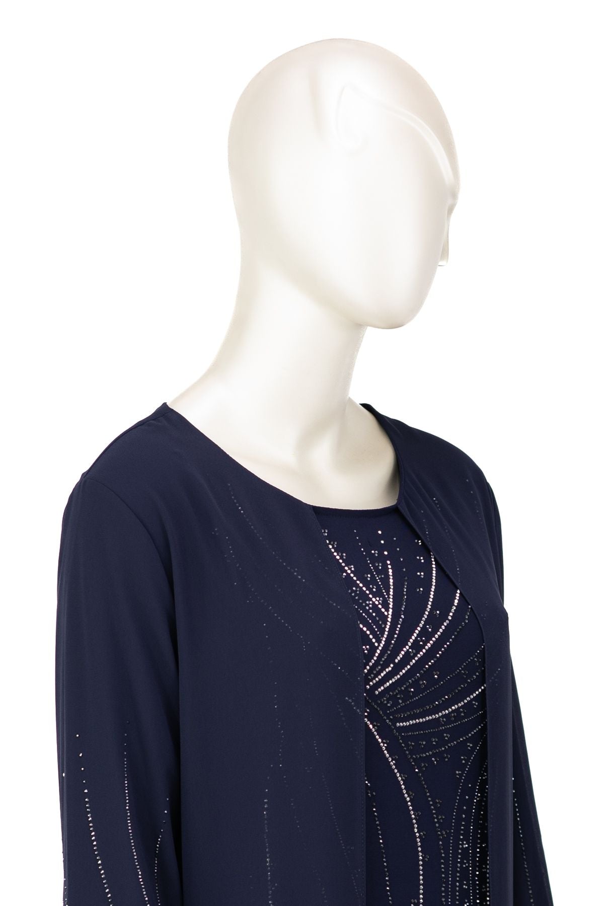 Kadın  Viskon Sandy Kumaş Şifon Anne Abiye Elbise Boydan Sanat Taşlı Tam Kalıp Likralı