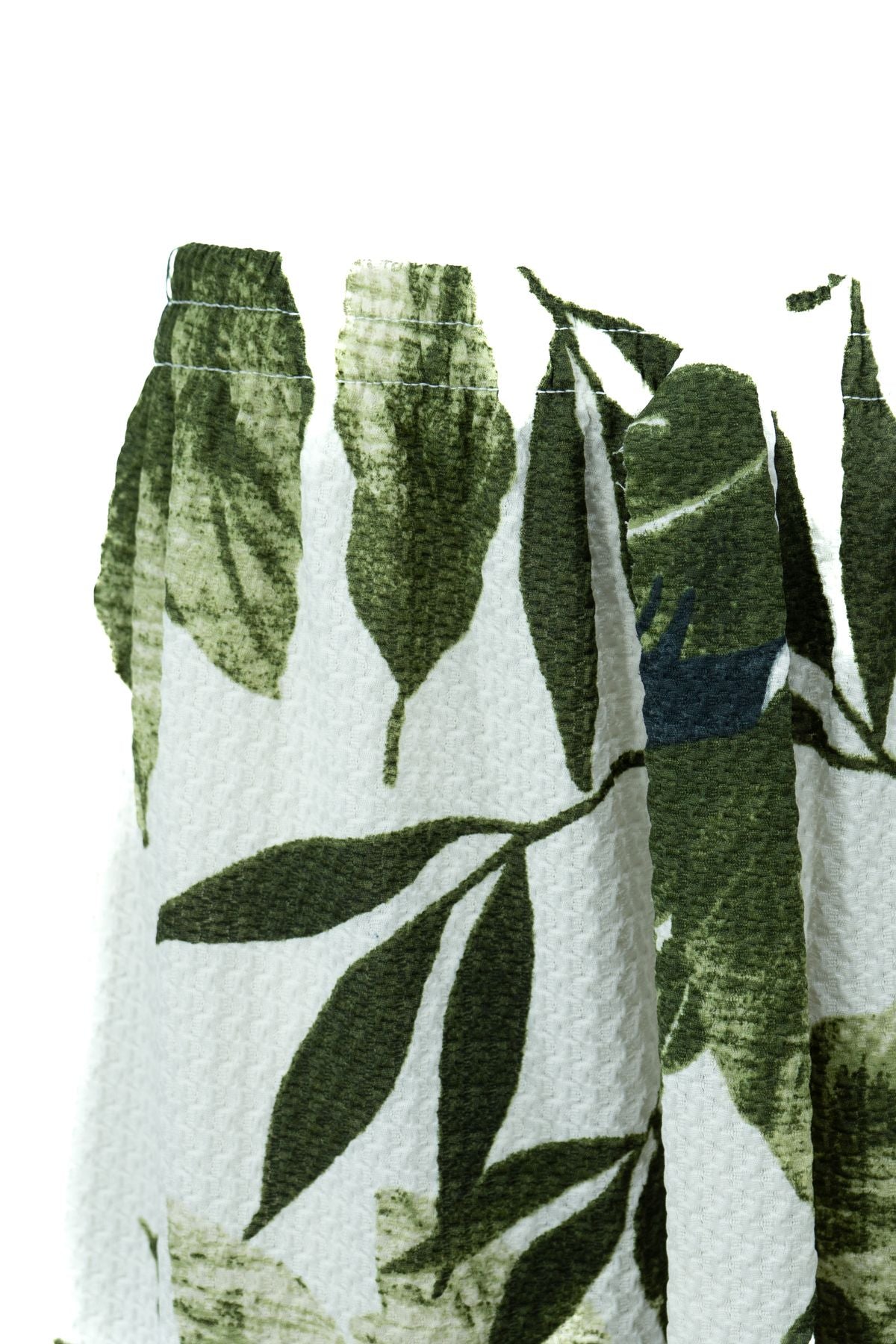 Kadın Pantolon Gofre Kumaş Palmiye Desenli Rahat Kesim Geniş Paça Beli Lastikli