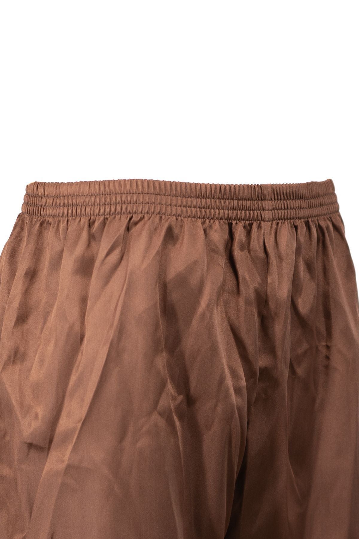 Erkek Saten Kumaş Şort Düz Renk Beli Lastikli Cepsiz Hafif Kumaş