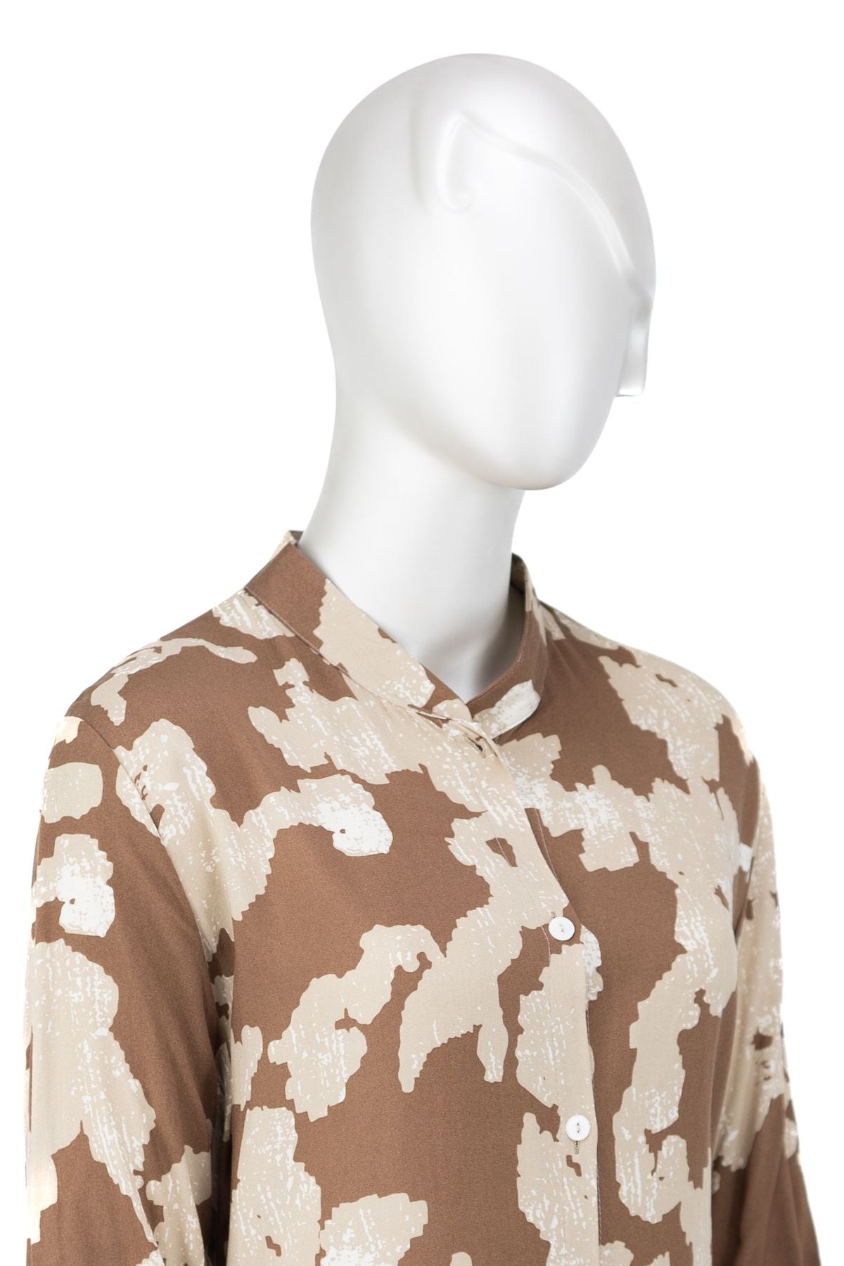 Kadın Dokuma Viskon Kumaş Anne Uzun Tunik Hakim Yaka Sanat Desenli Likrasız Tam Kalıp