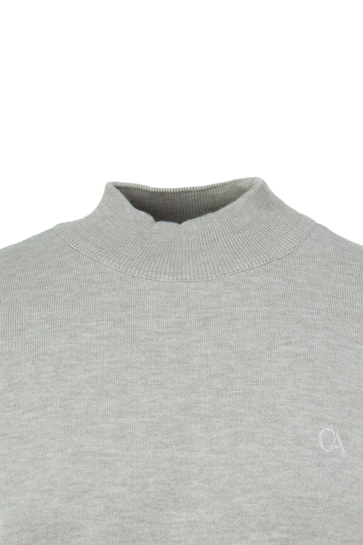 Erkek Kışlık Yarım Balıkçı Yaka Armalı Düz Renk Rahat Kesim Likralı Pamuklu Dokuma Kazak