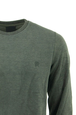 Erkek Kışlık Bisiklet Yaka Armalı Uzun Kollu Rahat Kesim Likralı Pamuklu Dokuma Sweatshirt