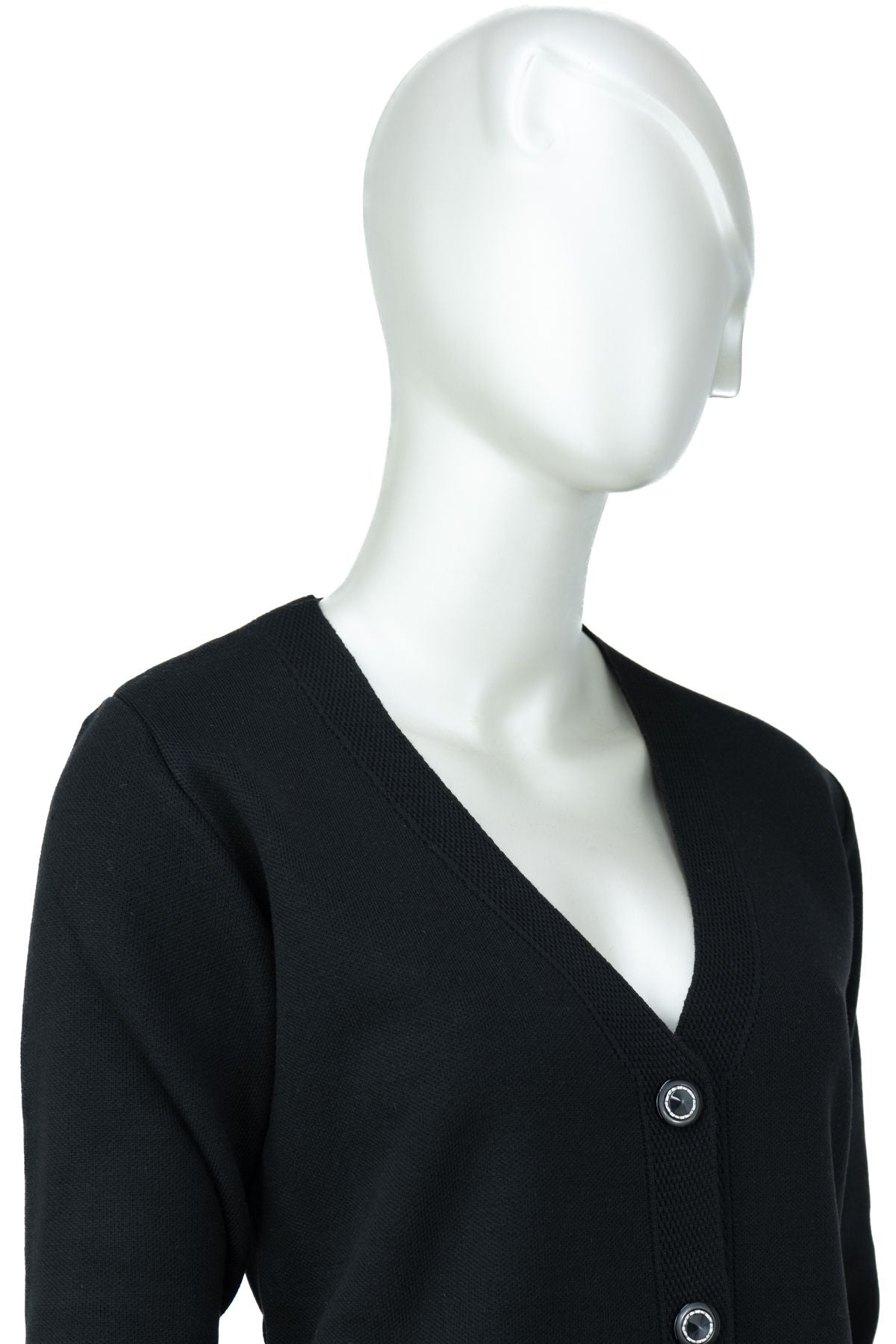 Kadın Kışlık Yünlü Örme Anne Hırka V Yaka Elmas Taşı Motifli Çift Cepli Düğmeli Likralı