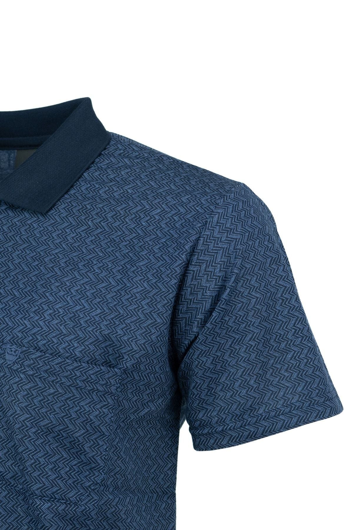 Erkek Polo Yaka Şık Desenli Cepli Kısa Kollu Rahat Tam Kalıp Premium Pamuklu Kumaş T-shirt