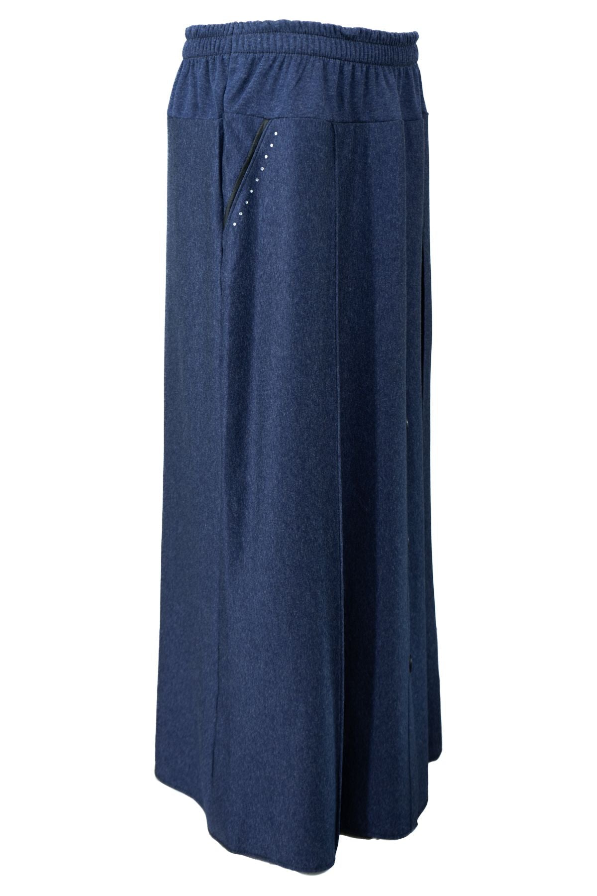 Kadın Kışlık Anne Etek Ecrin Kumaş Doğal Taşlı Düğme Modelli Beli Lastikli Rahat Kesim