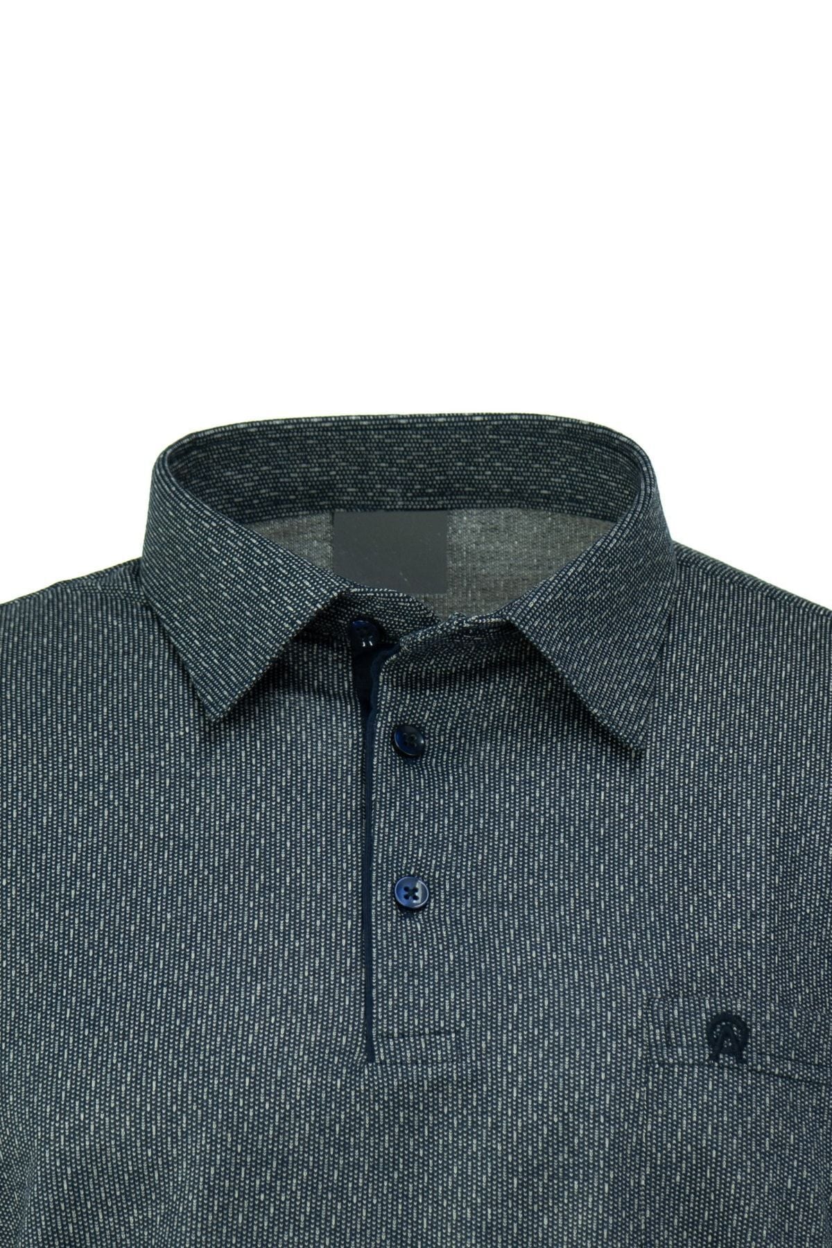 Erkek Gömlek Yaka Desenli Cepli Kısa Kollu Normal Kesim Premium Pamuklu Kumaş T-shirt