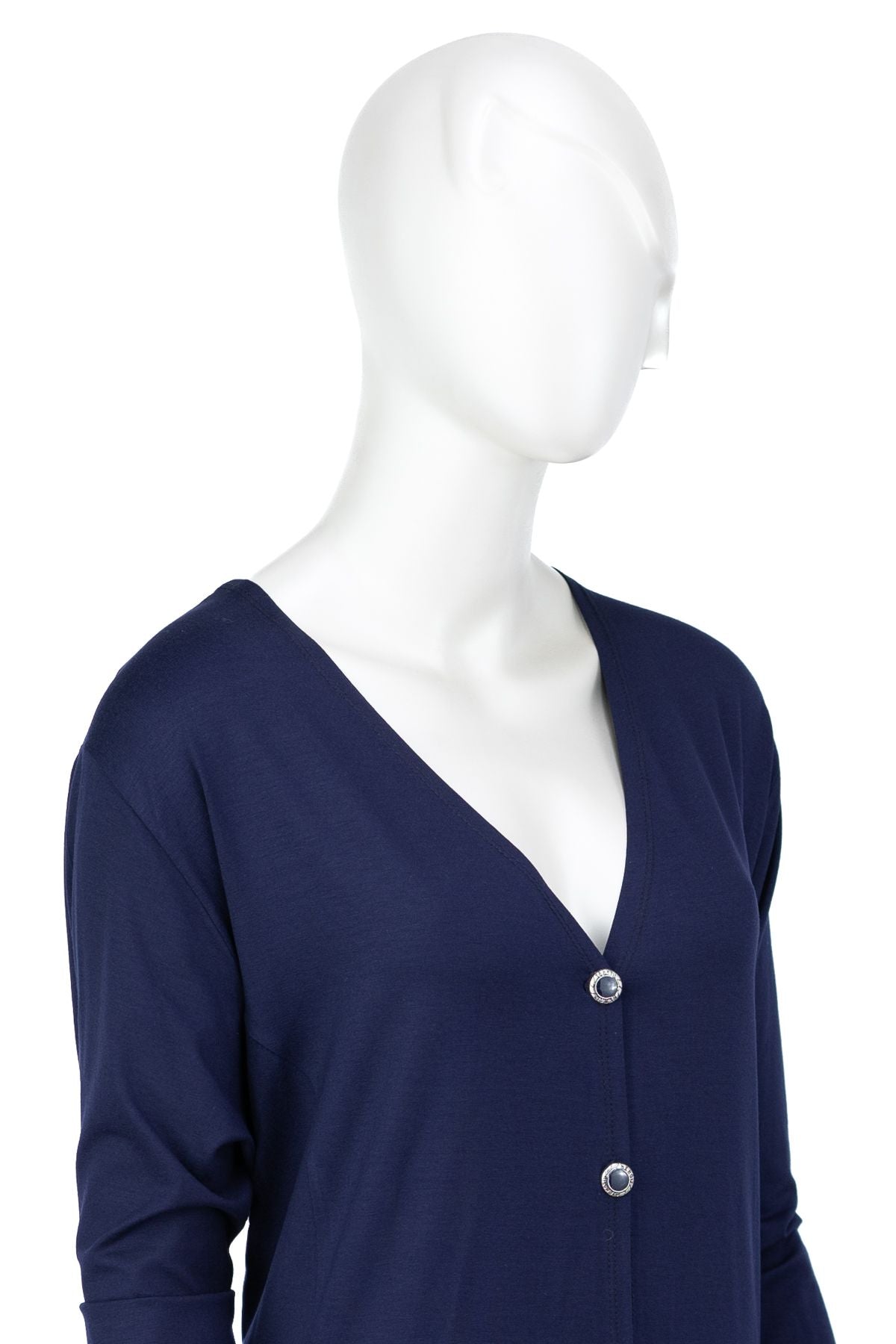 Kadın Uzun Anne Hırka Önü Düğmeli Cepli Rahat Kesim Likralı V Yaka Turlu Viskon Penye Kumaş