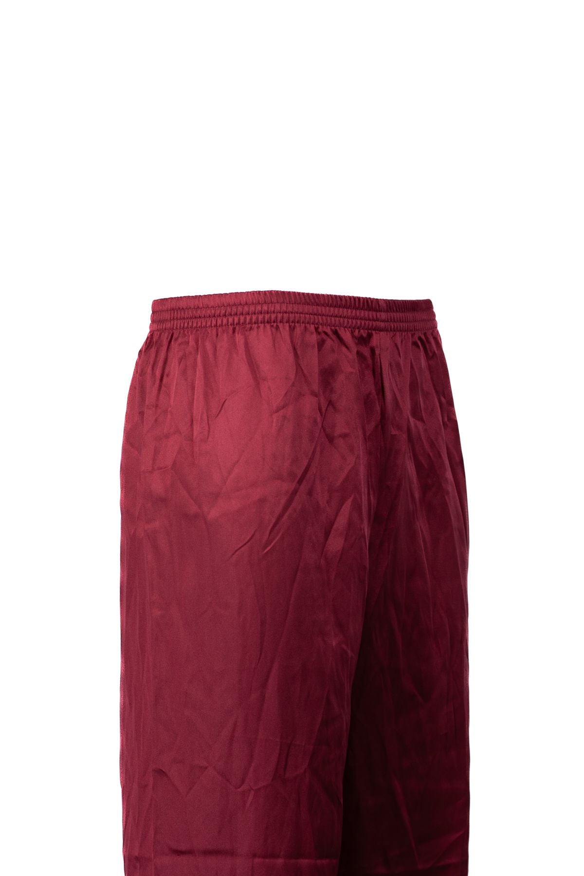 Erkek Saten Kumaş Pijama Pantolon Düz Renk Beli Lastikli Cepsiz Geniş Paça Rahat Kesim