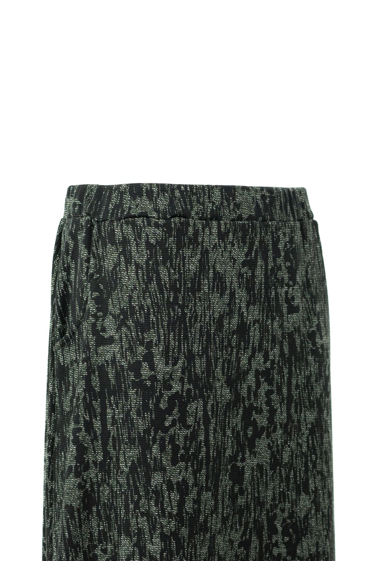 Kadın Kışlık Ebru Desenli Cepli Likralı Rahat Kesim Tam Kalıp Zara Kumaş Anne Etek