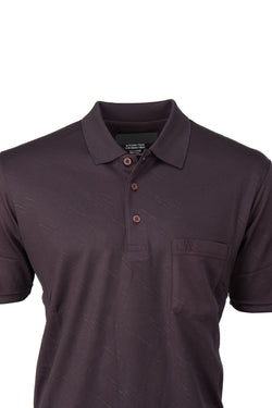 Erkek Pamuklu Merserize Kumaş T-Shirt Düğmeli Polo Yaka Cepli Kısa Kol Şık Desenli Tam Kalıp