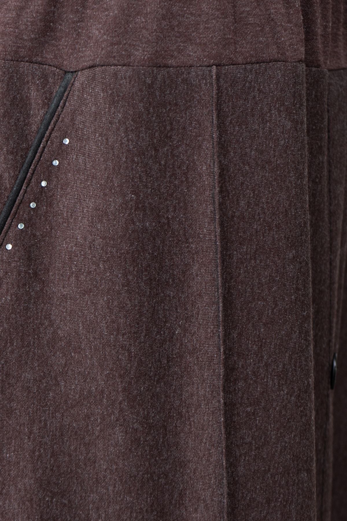 Kadın Kışlık Anne Etek Ecrin Kumaş Doğal Taşlı Düğme Modelli Beli Lastikli Rahat Kesim
